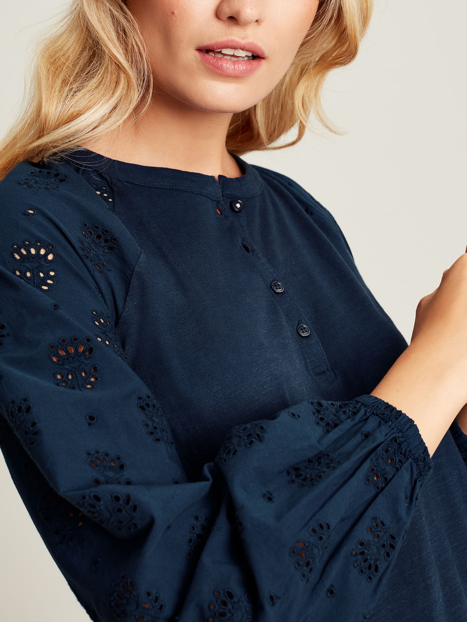 Outlet Ria Navy Broderie/Jersey Tunic - Image 4 of 6