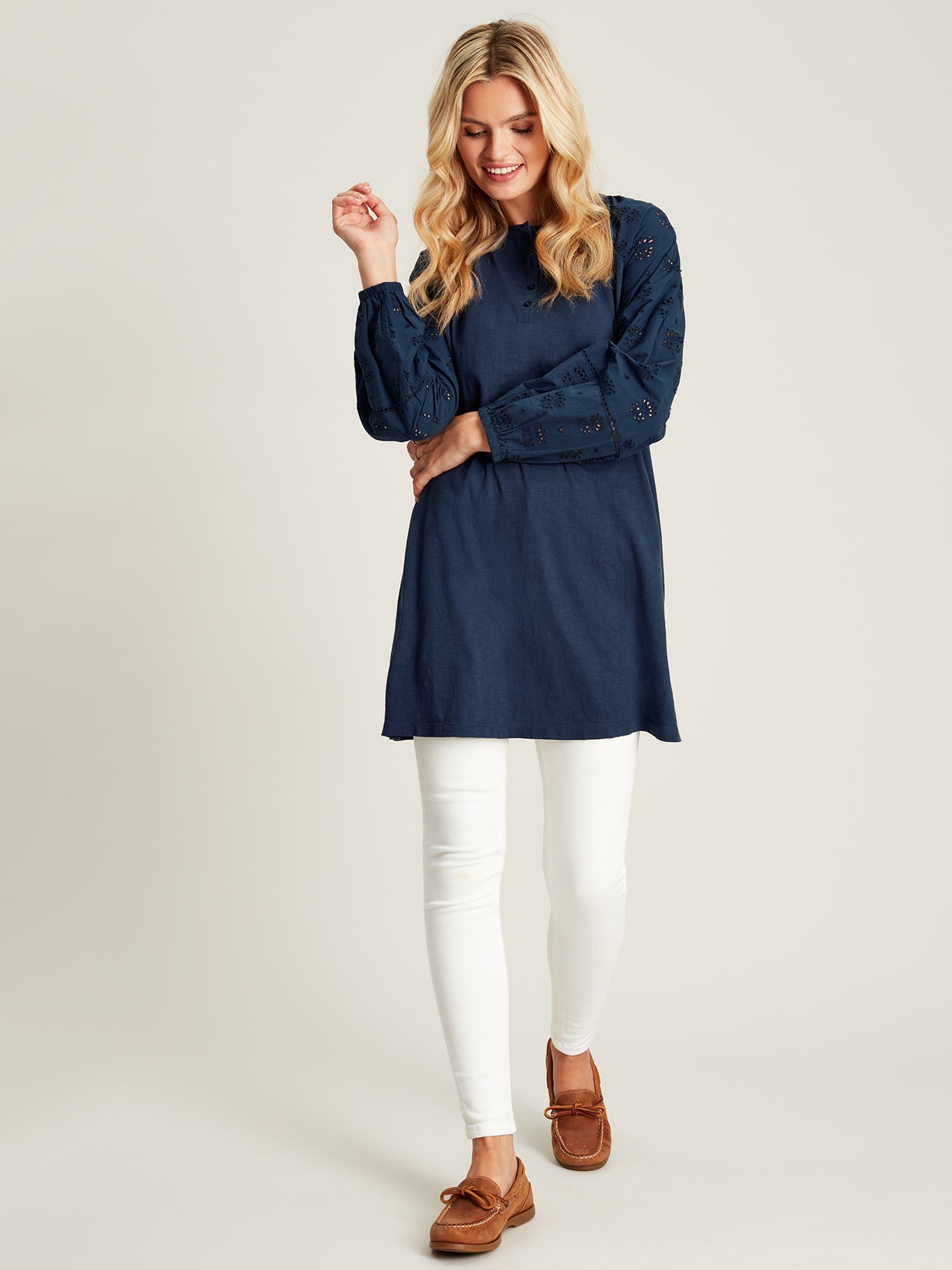 Outlet Ria Navy Broderie/Jersey Tunic - Image 5 of 6