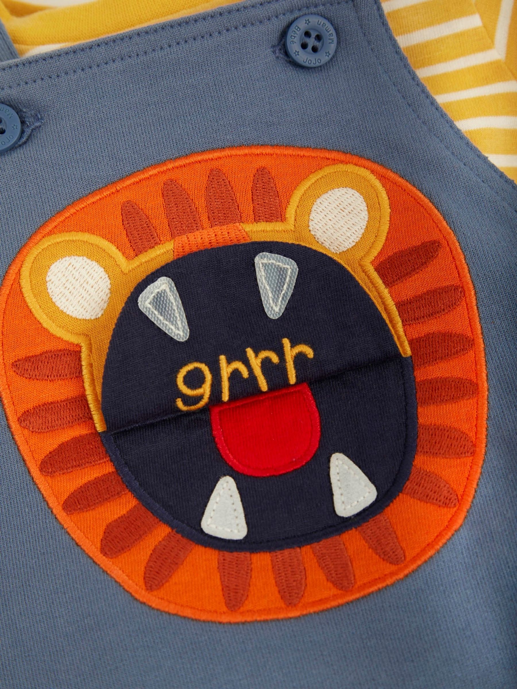 Indigo 2-Piece Lion Appliqué Short Dungarees & Top Set - Image 4 of 7