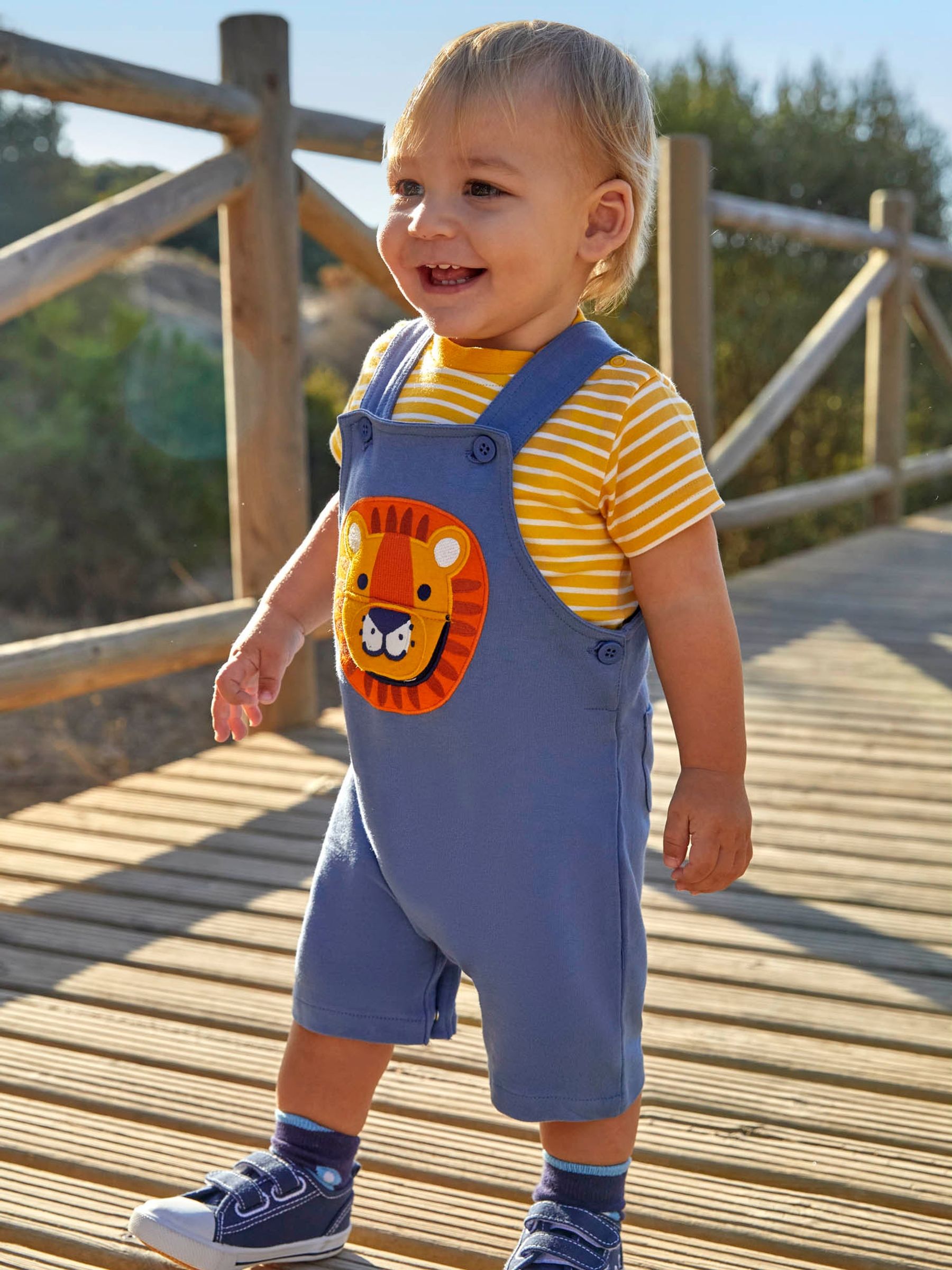 Indigo 2-Piece Lion Appliqué Short Dungarees & Top Set - Image 7 of 7
