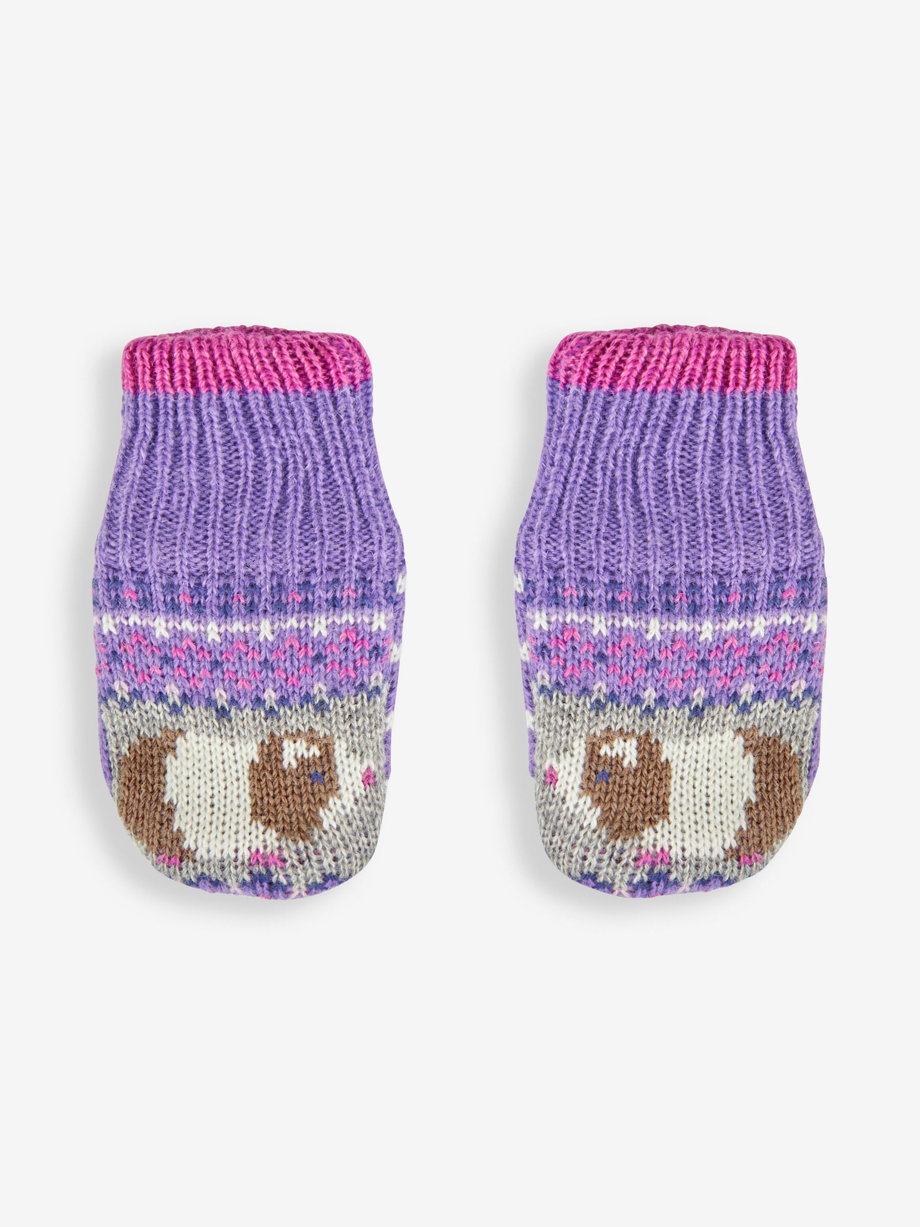 Lilac Purple Guinea Pig Fair Isle Pattern Mittens - Image 1 of 3