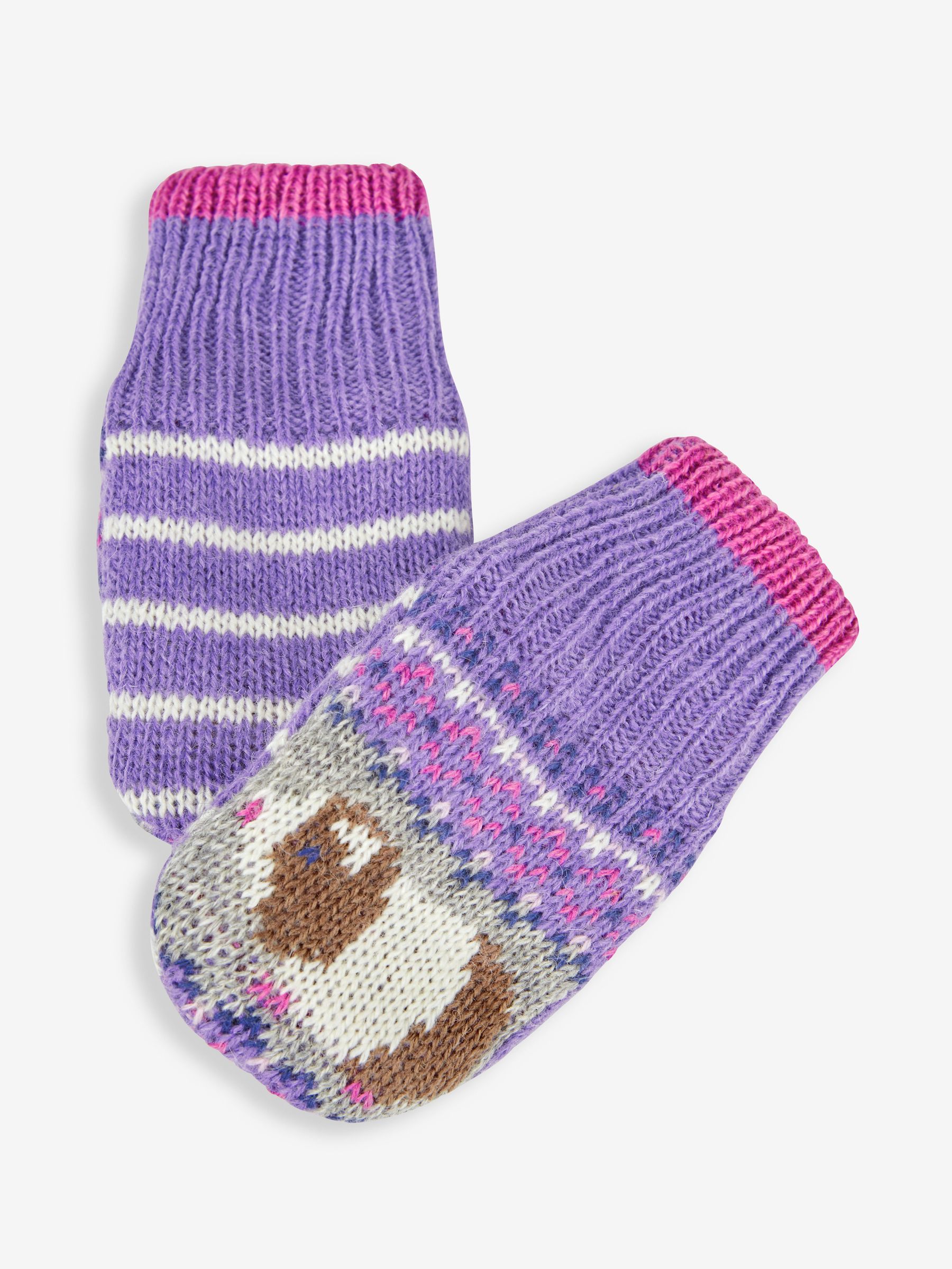 Lilac Purple Guinea Pig Fair Isle Pattern Mittens - Image 2 of 3
