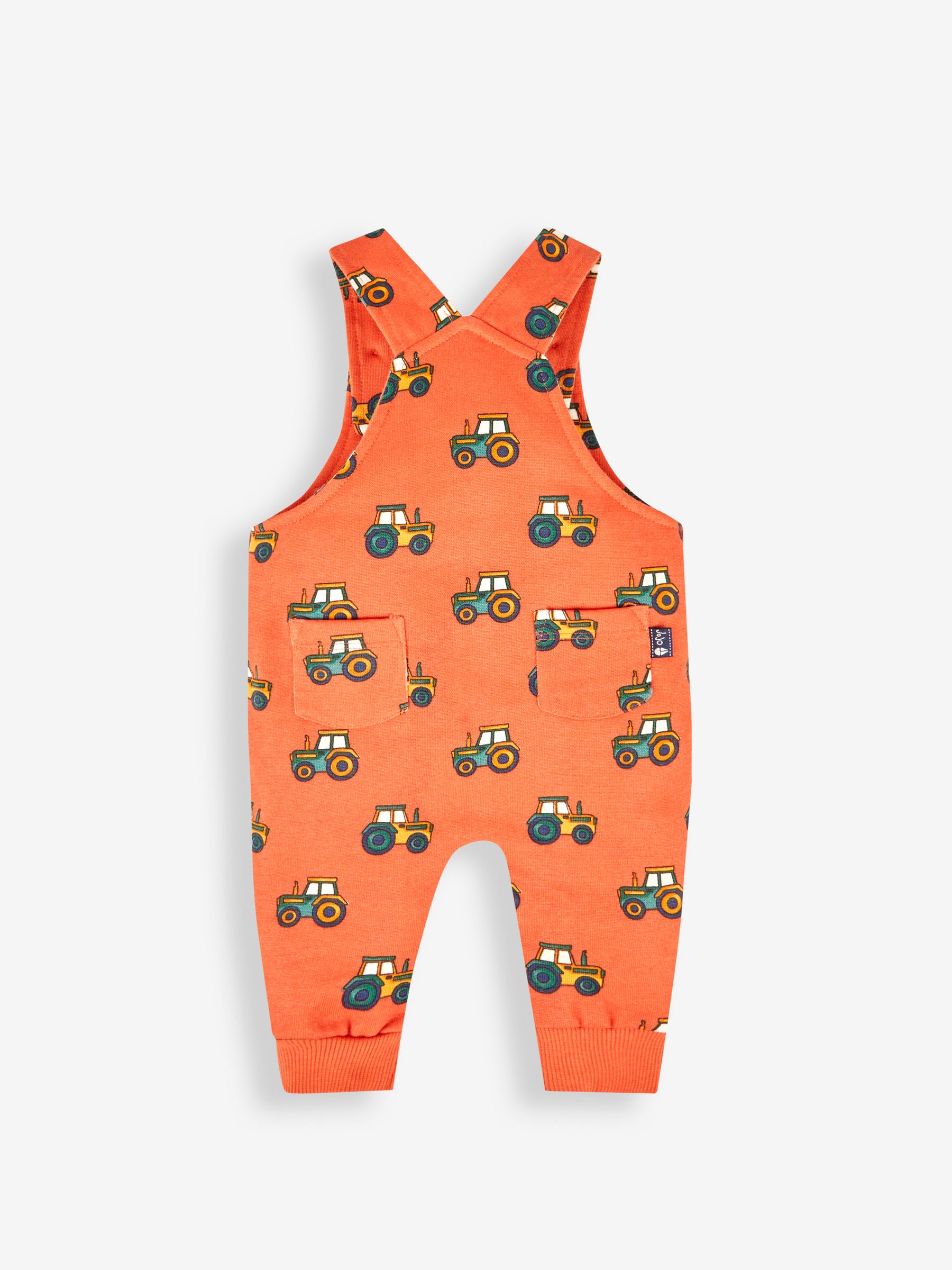 Rust Orange Tractor Dungarees & Stripe Top Set - Image 3 of 5