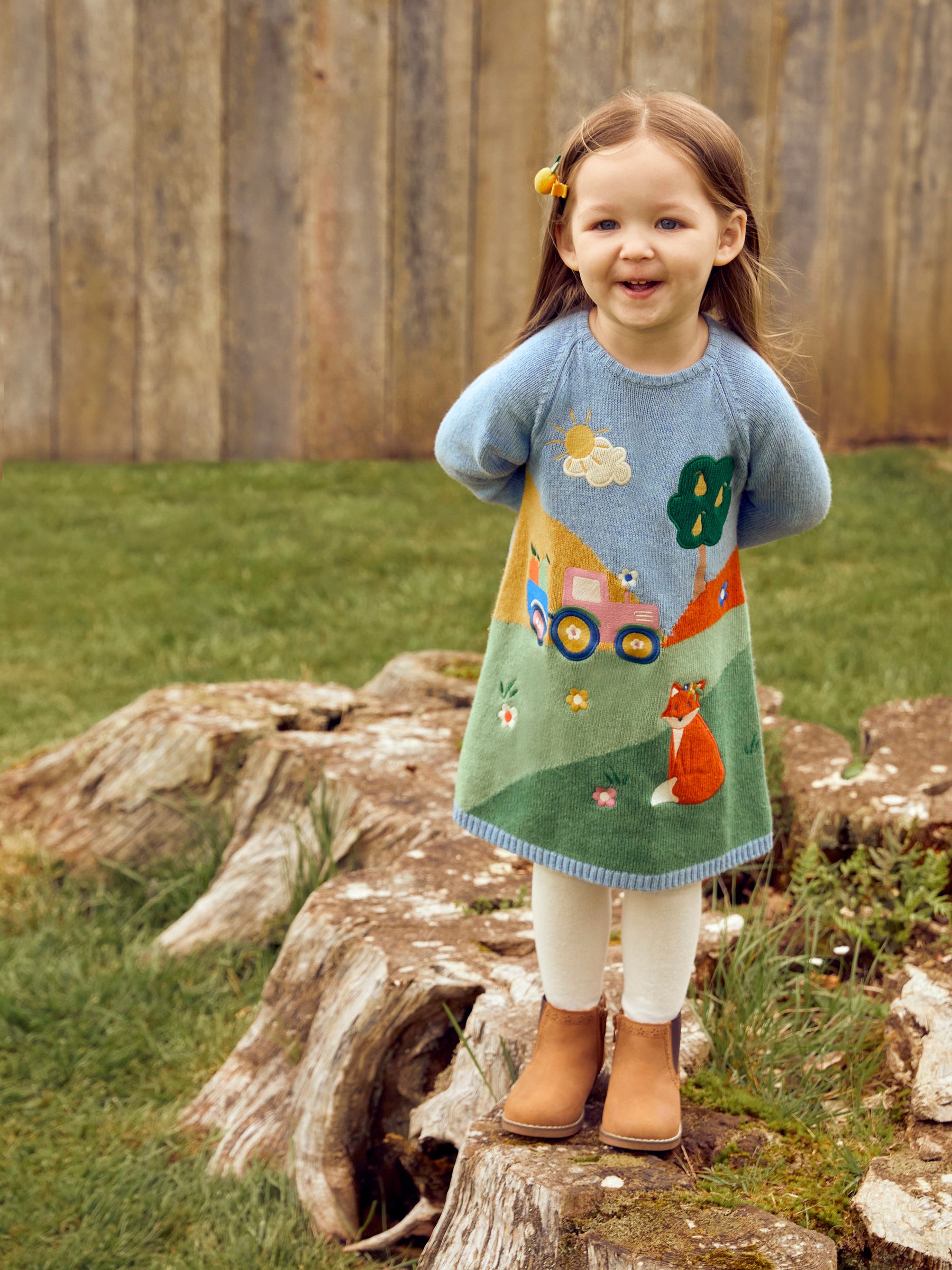 Blue Girls' Farm Scene Knitted Dress - Image 2 of 5