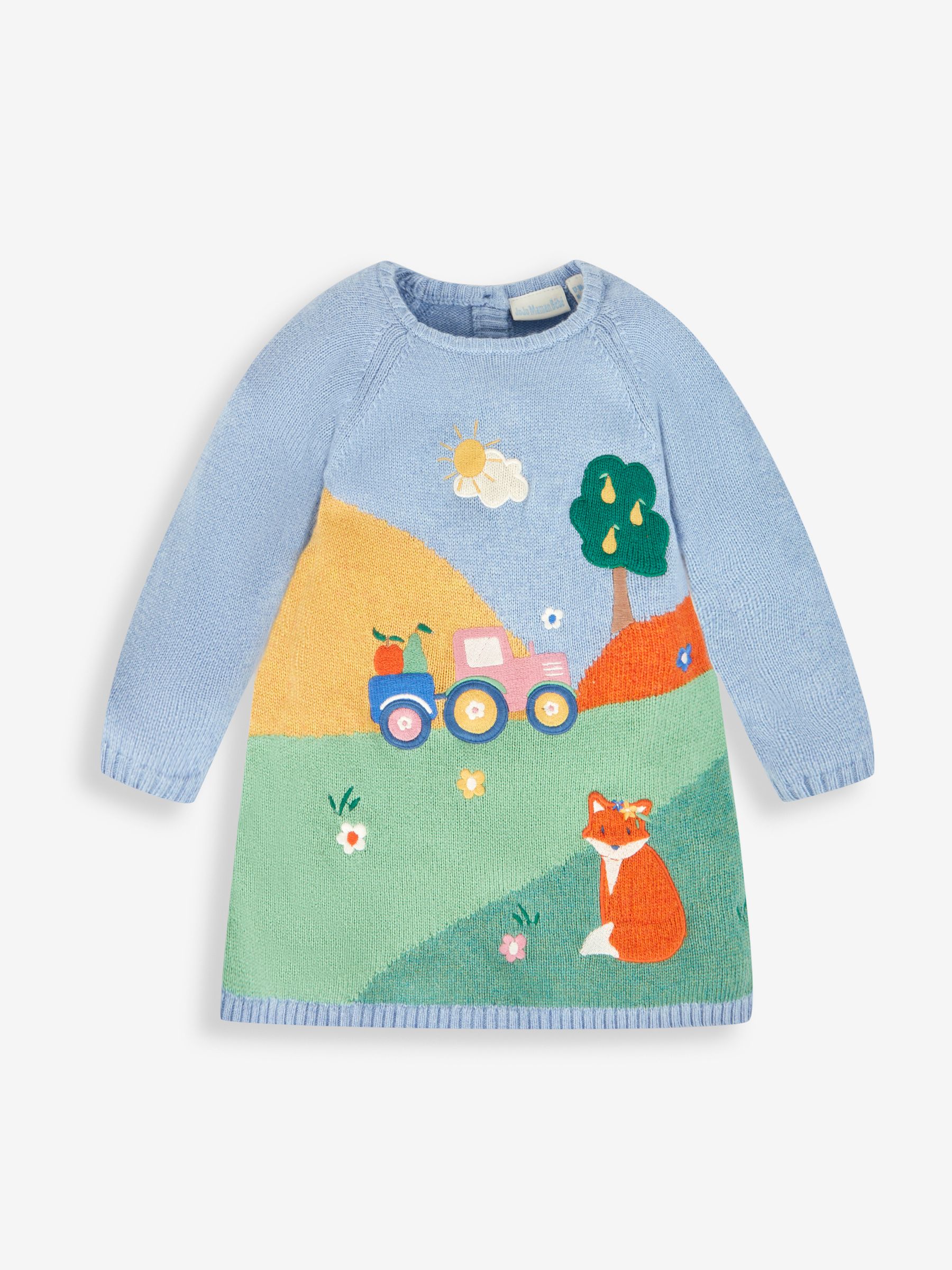 Blue Girls' Farm Scene Knitted Dress - Image 3 of 5