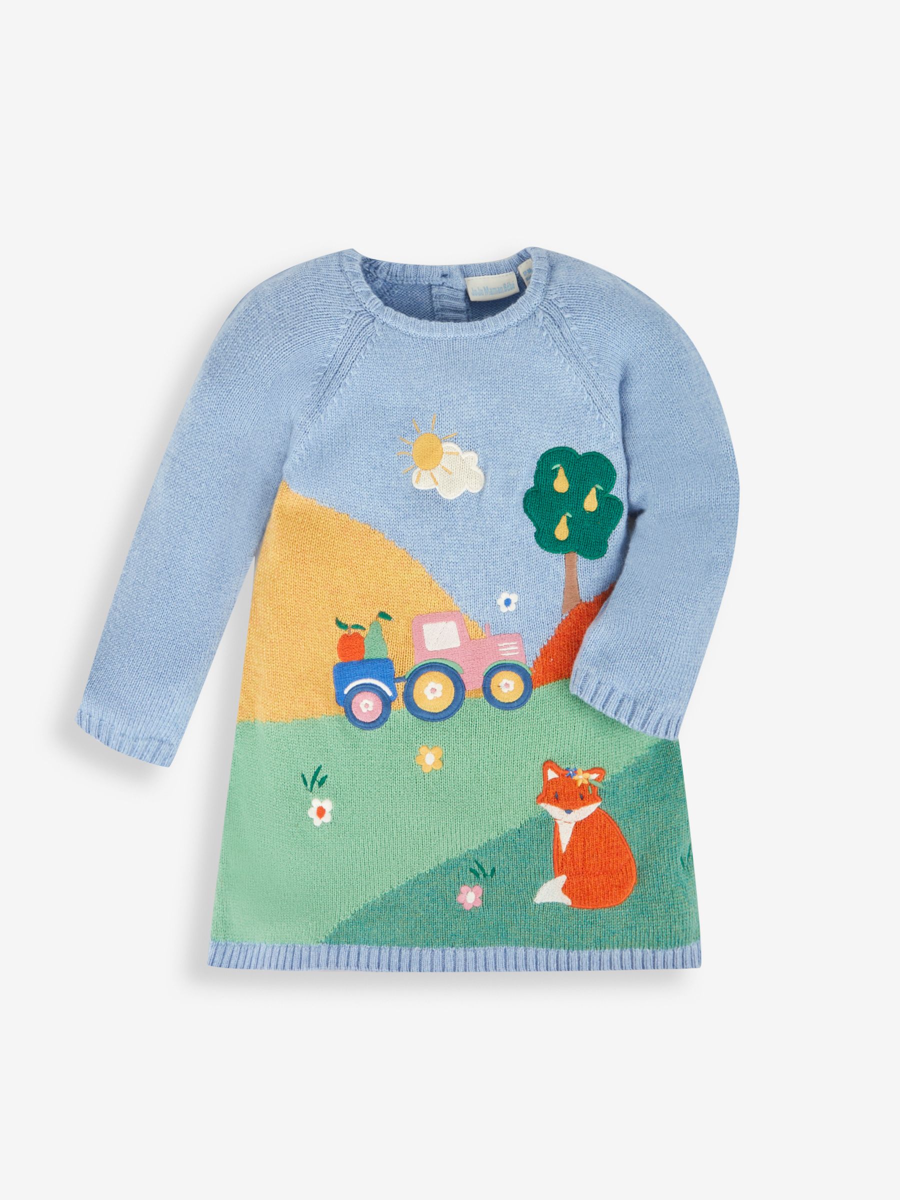 Blue Girls' Farm Scene Knitted Dress - Image 4 of 5