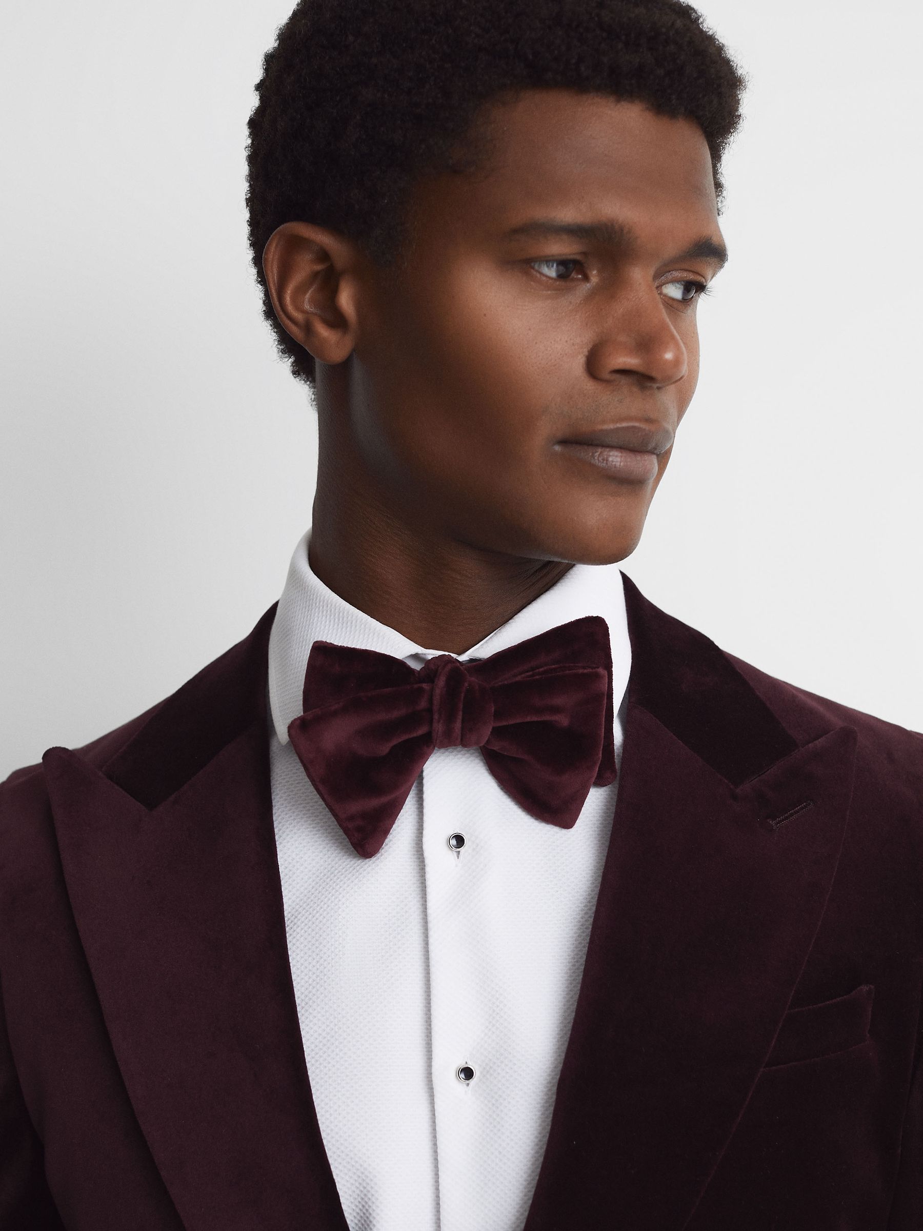 Velvet Bow Tie in Bordeaux - Image 2 of 4