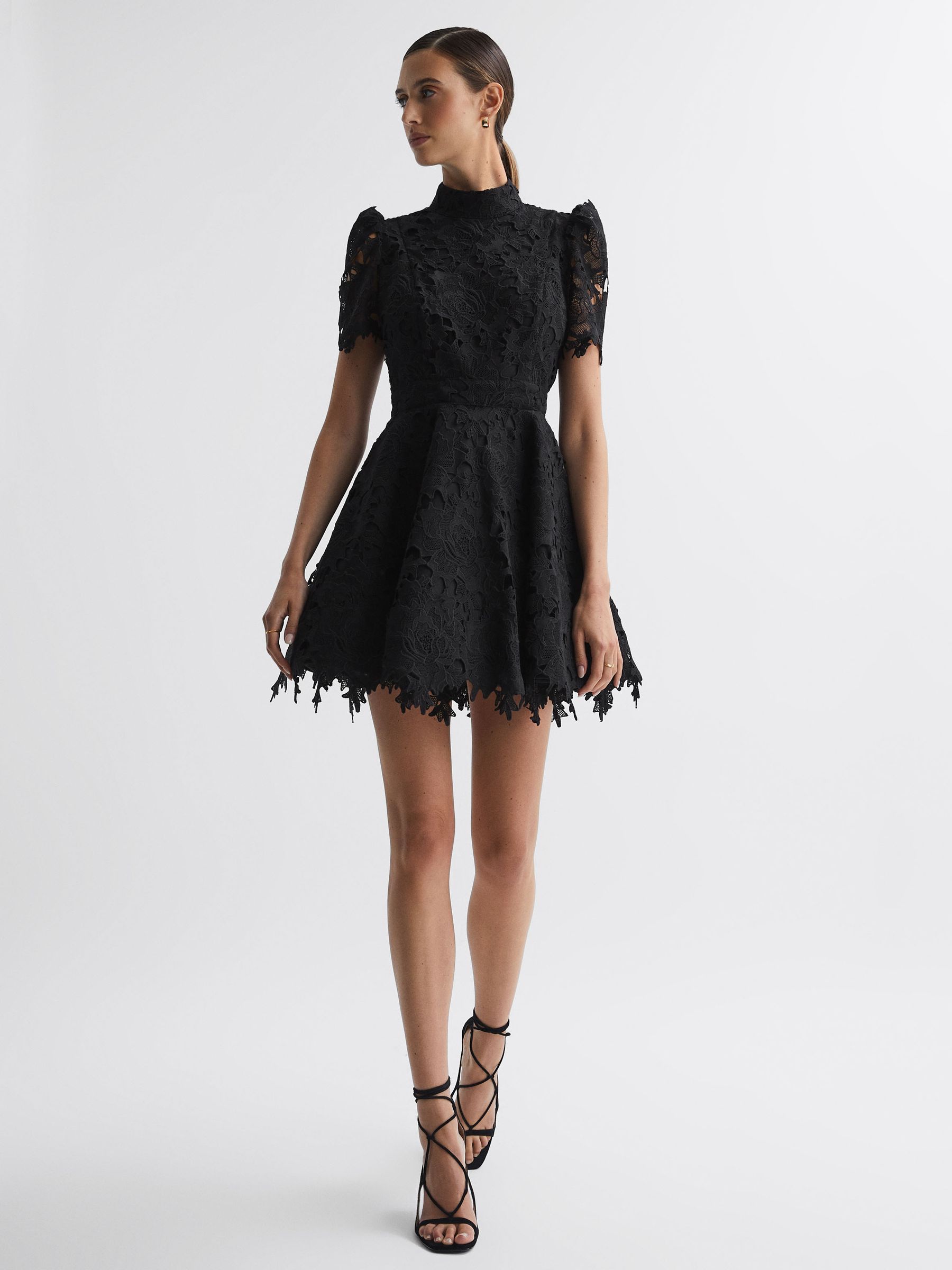 Leo Lin Lace Mini Dress in Ebony - Image 3 of 6