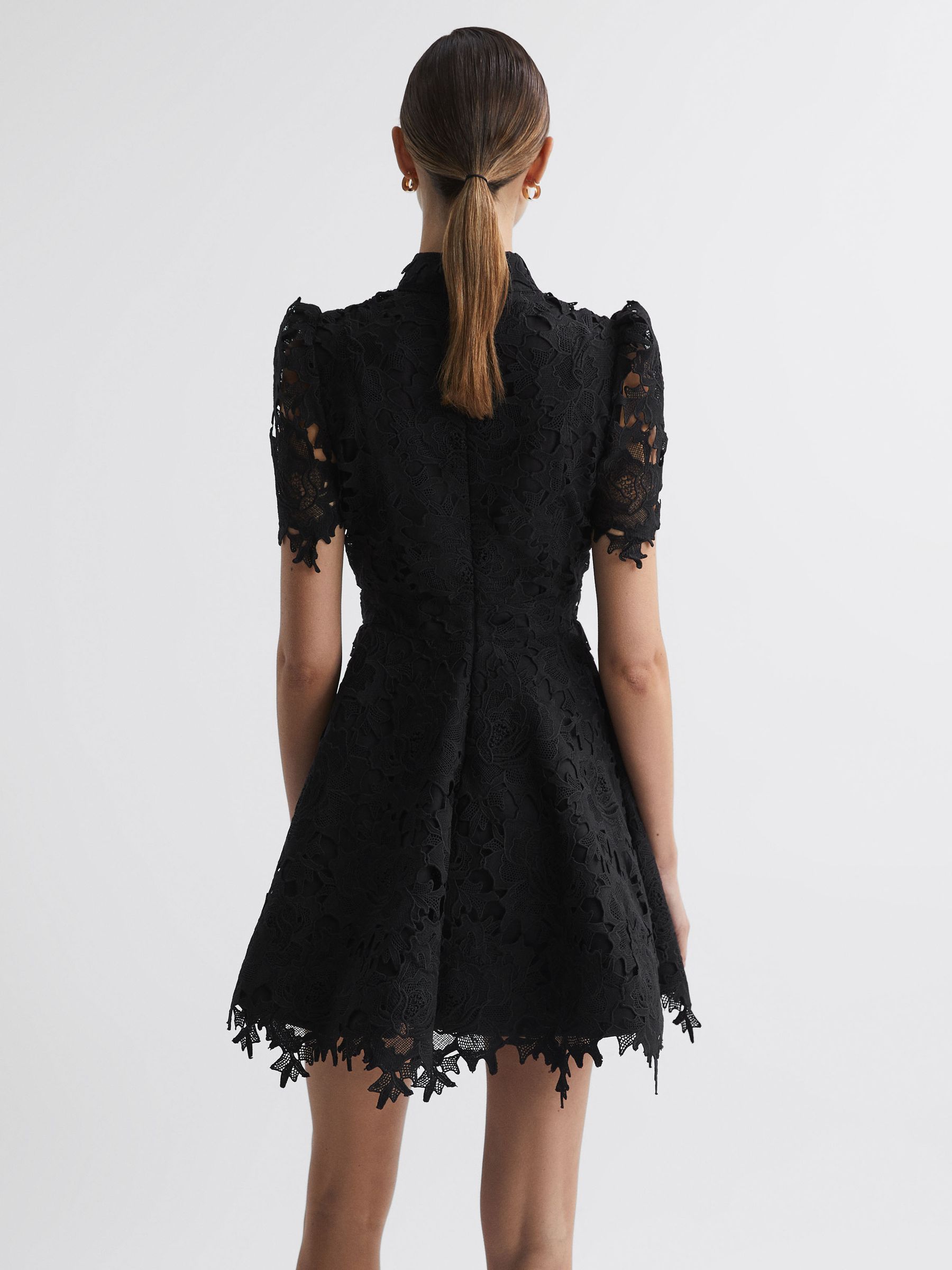 Leo Lin Lace Mini Dress in Ebony - Image 4 of 6