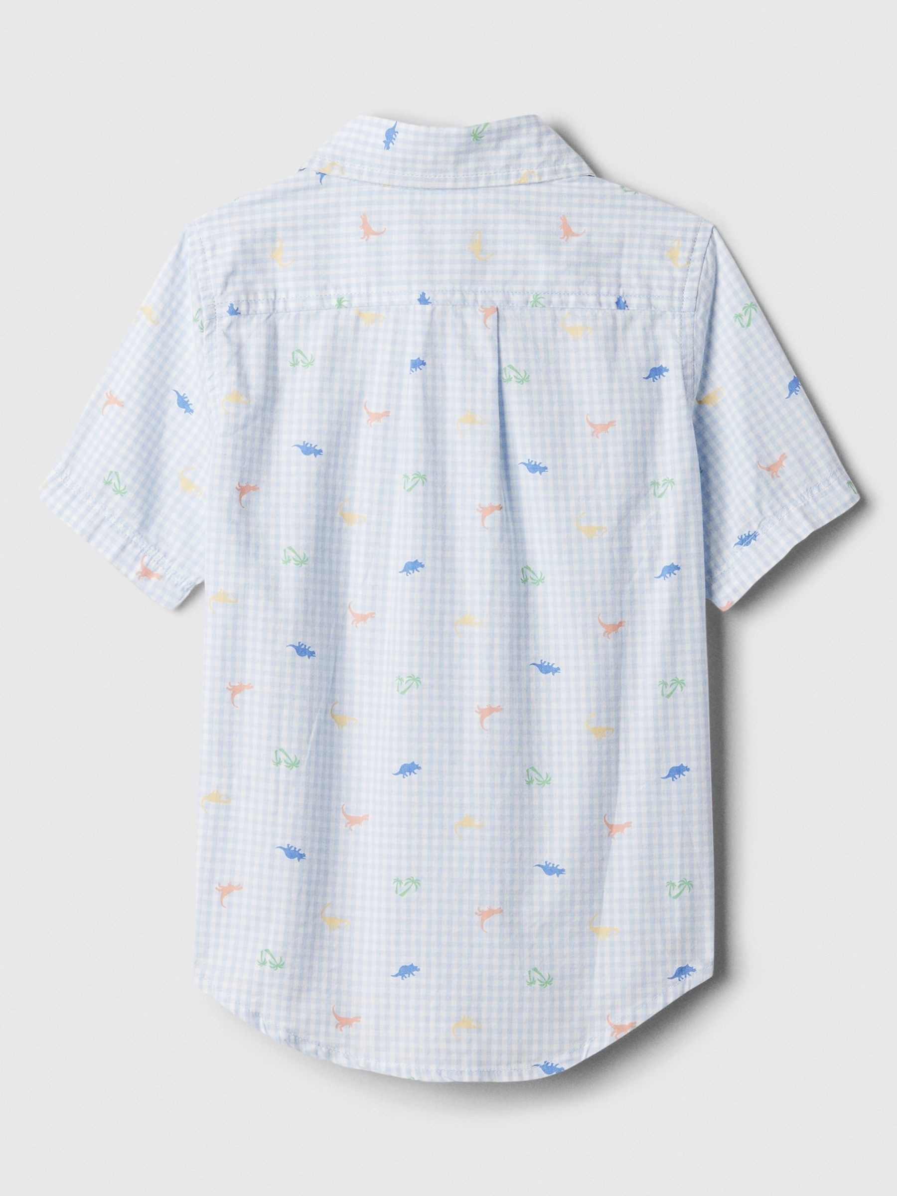 Blue Dino Short Sleeve Print Poplin Shirt (6mths-5yrs) - Image 2 of 2