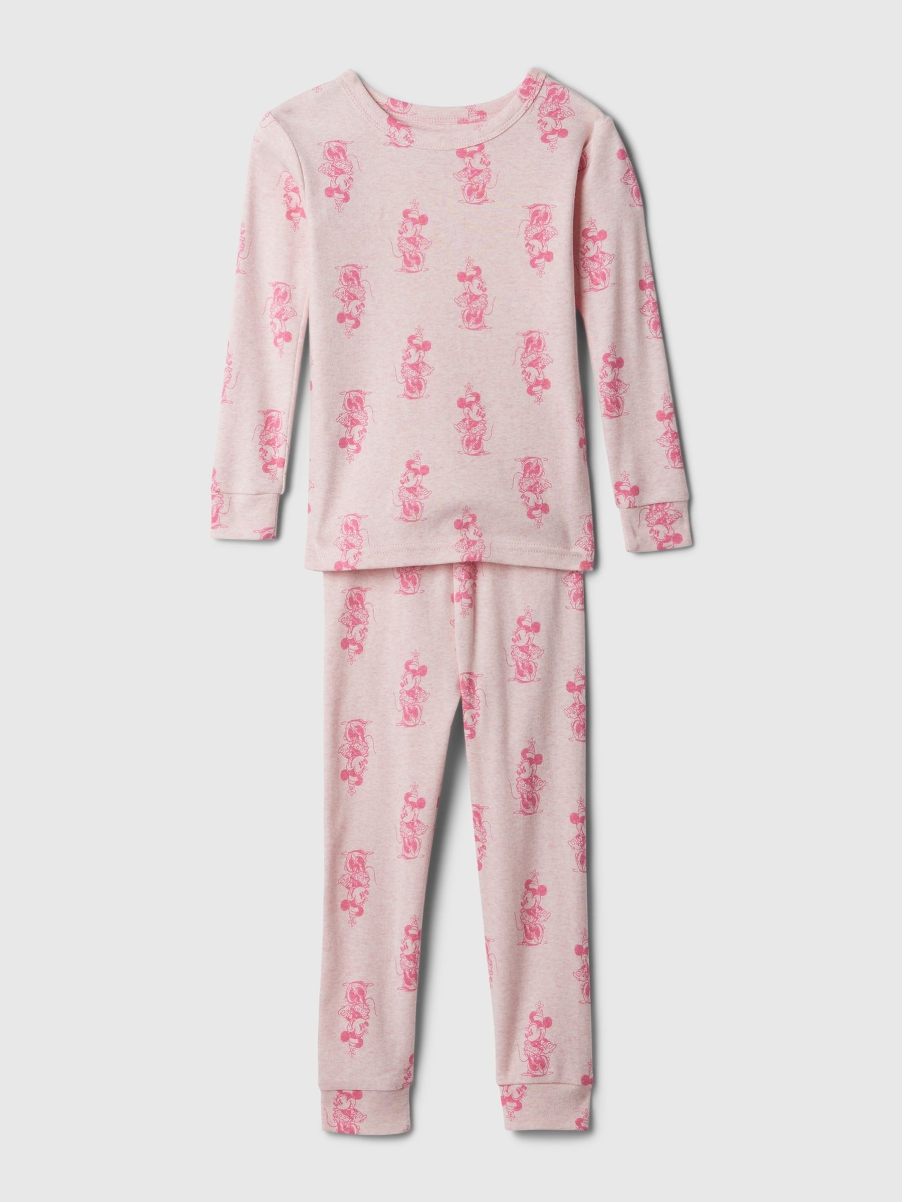 Light Pink Disney Minnie Mouse Organic Cotton Disney Long Sleeve Pyjama Set (12mths-5yrs) - Image 1 of 3