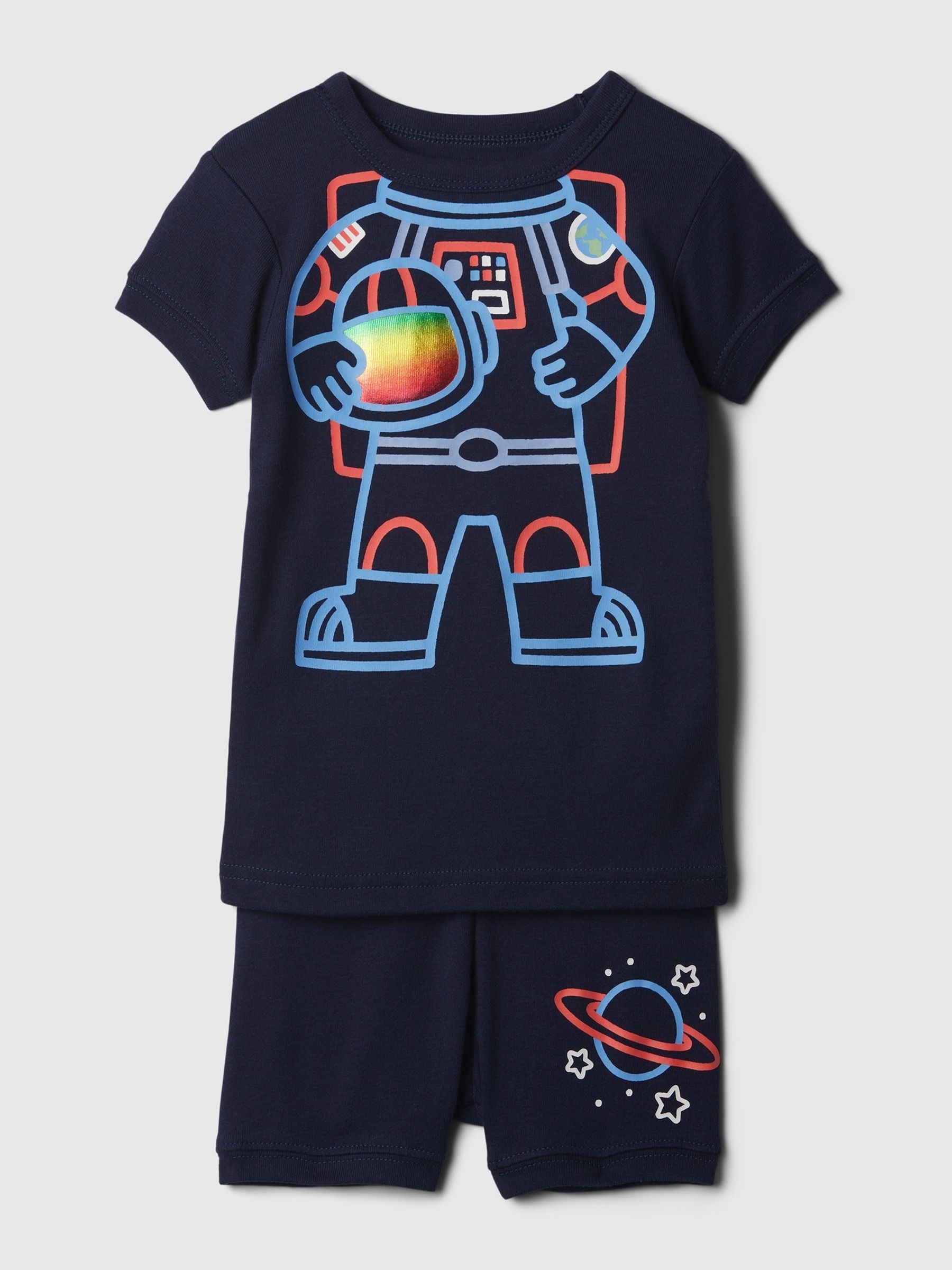 Black Graphic Short Sleeve Pyjama Set (12mths-5yrs) - Image 1 of 1