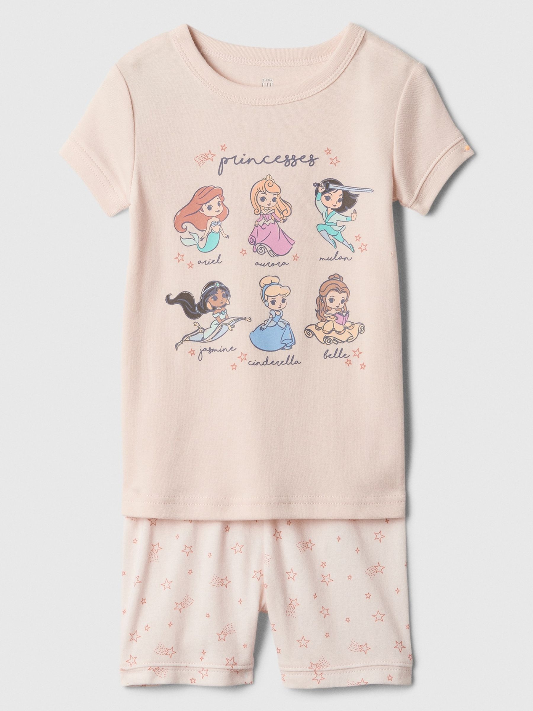 Pink Disney Princess Organic Cotton Short Sleeve Pyjama Set (6-12 months) - Image 1 of 1