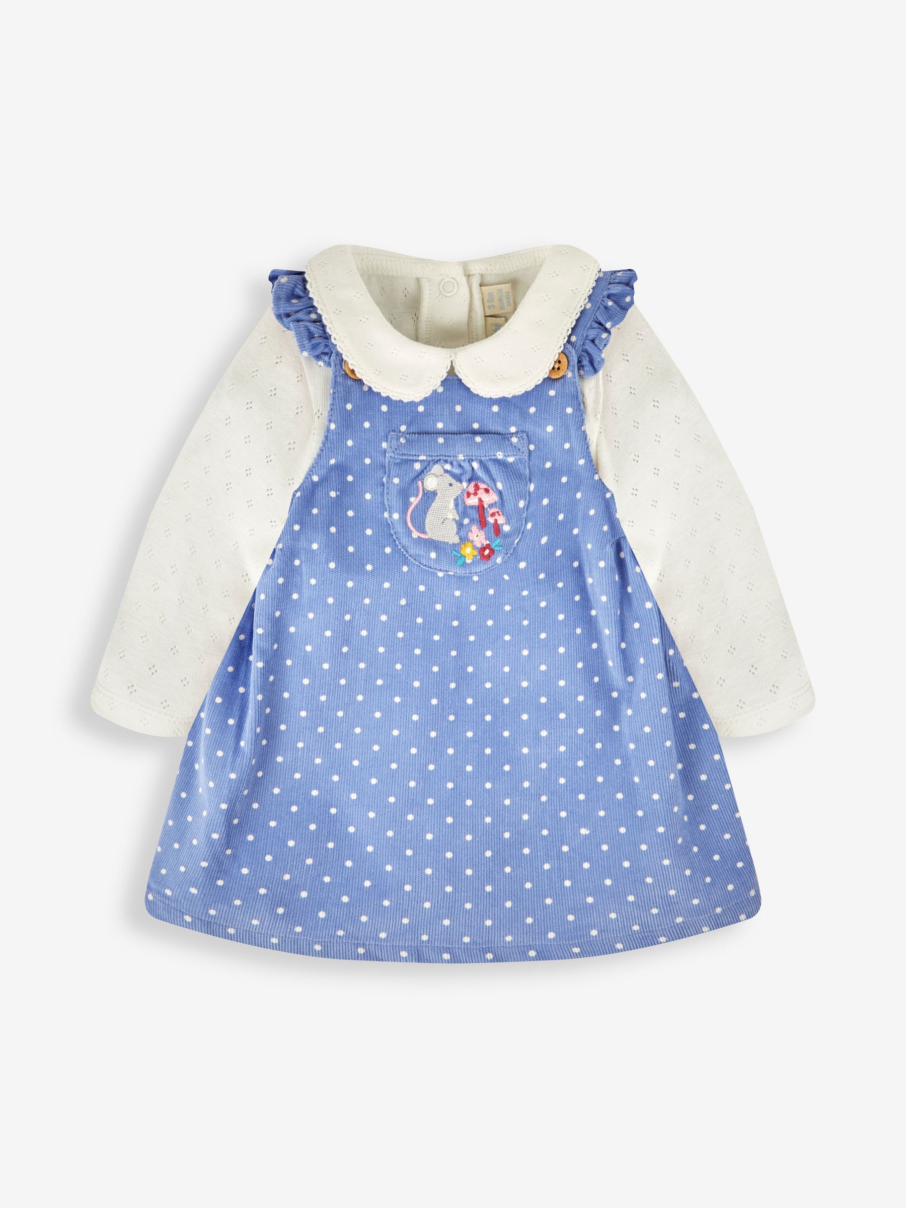 Blue Girls' Mouse Embroidered Cord Baby Dress & Body Set - Image 1 of 3