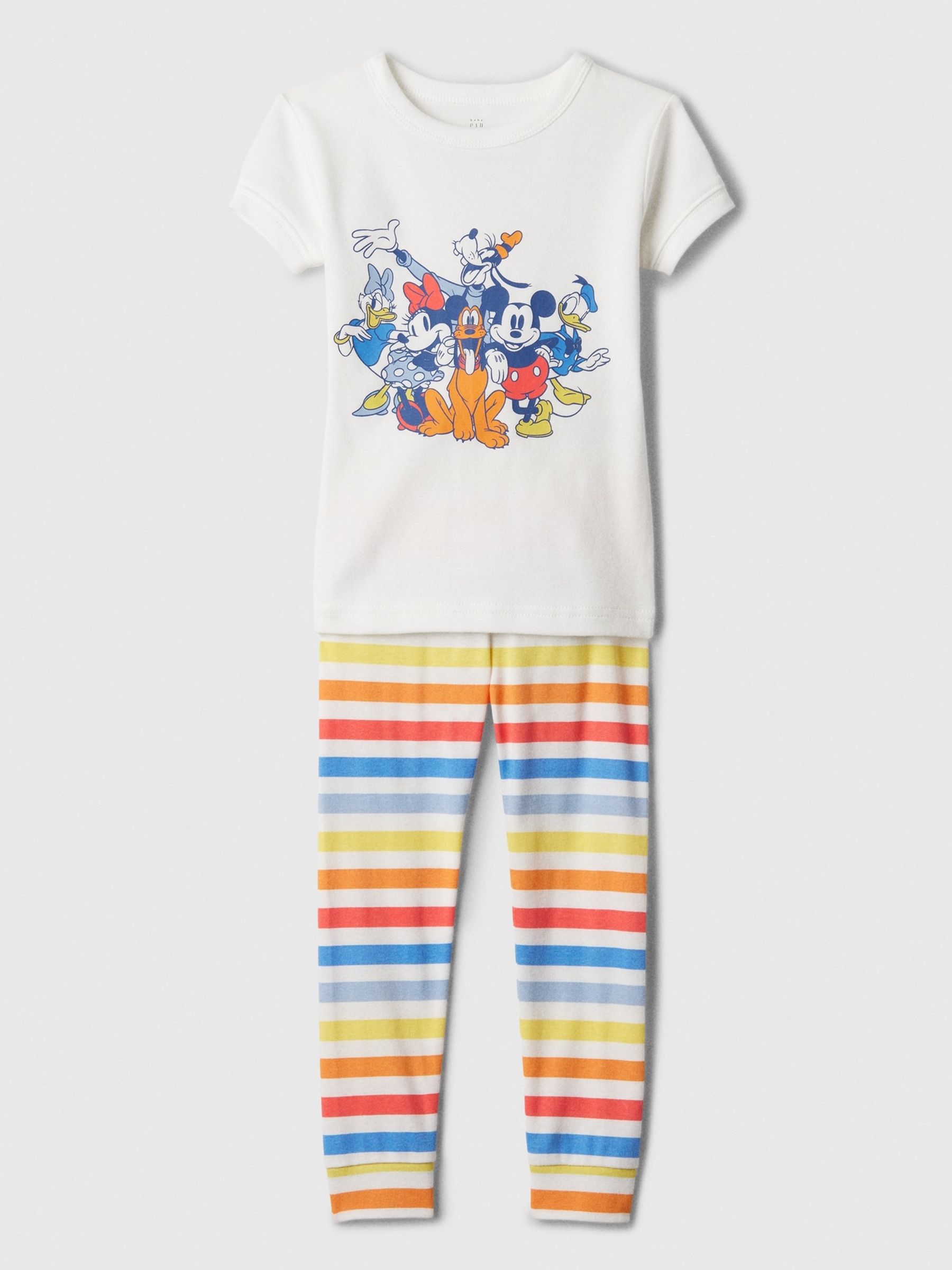 White Disney Mickey Mouse & Friends Organic Cotton Short Sleeve Pyjama Set (6mths-5yrs) - Image 1 of 1