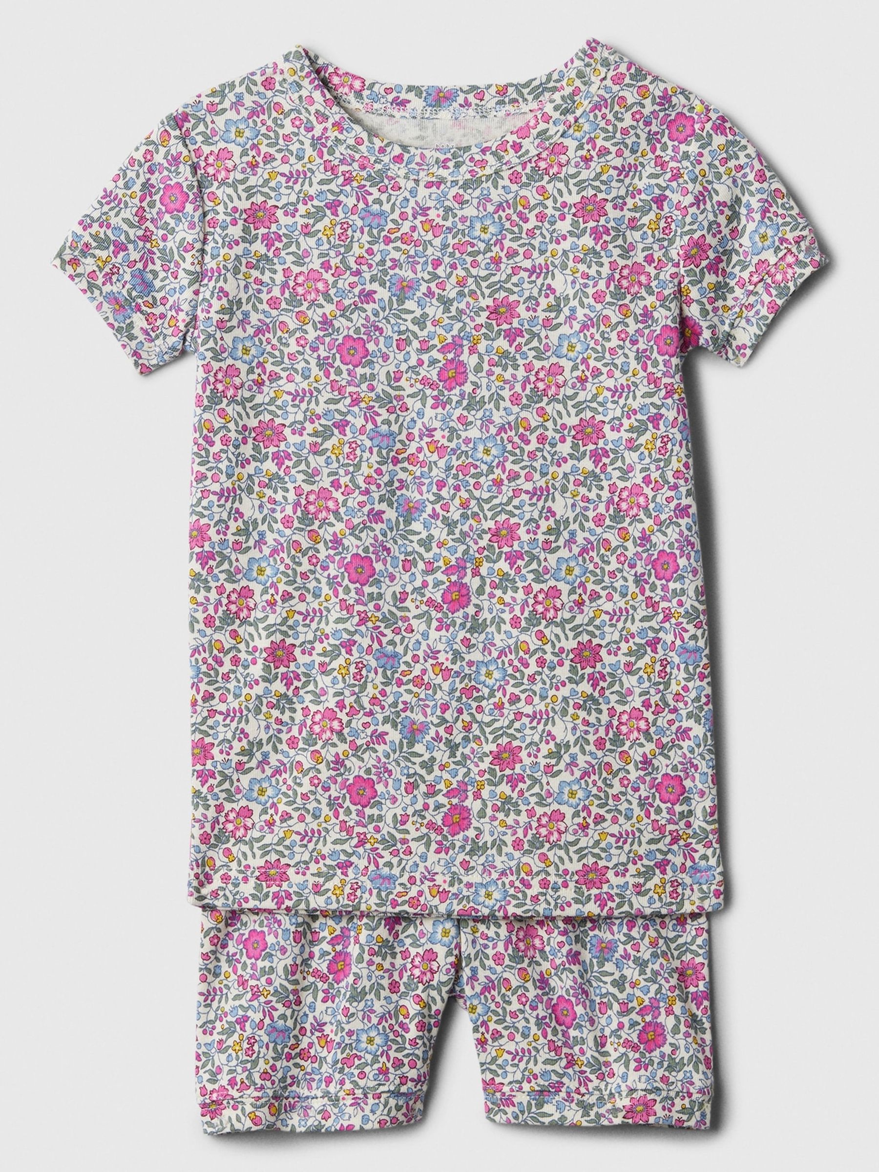 Pink Floral Top and Shorts Pyjama Set - Image 1 of 1