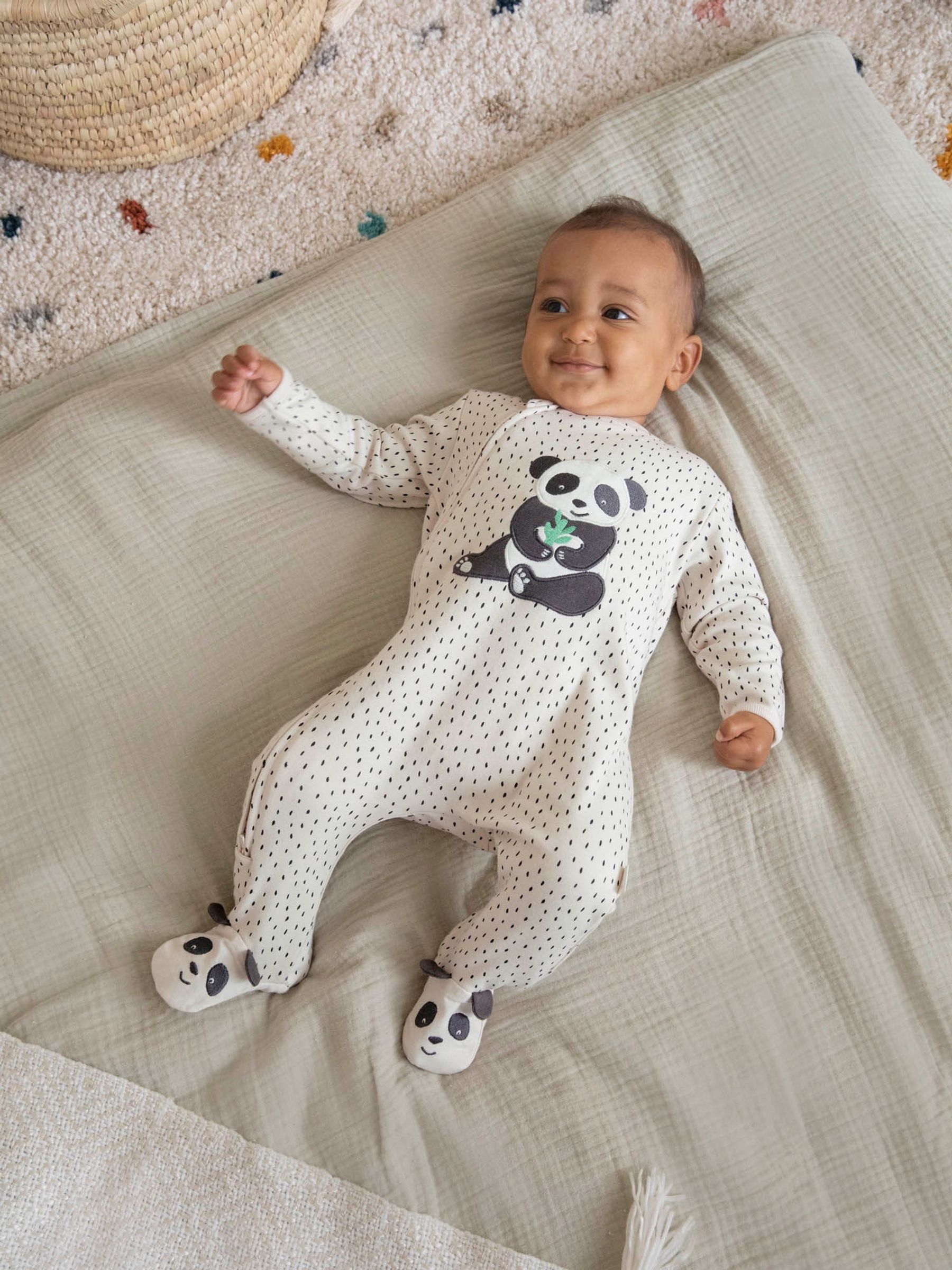 Cream Appliqué Zip Cotton Baby Sleepsuit - Image 1 of 5