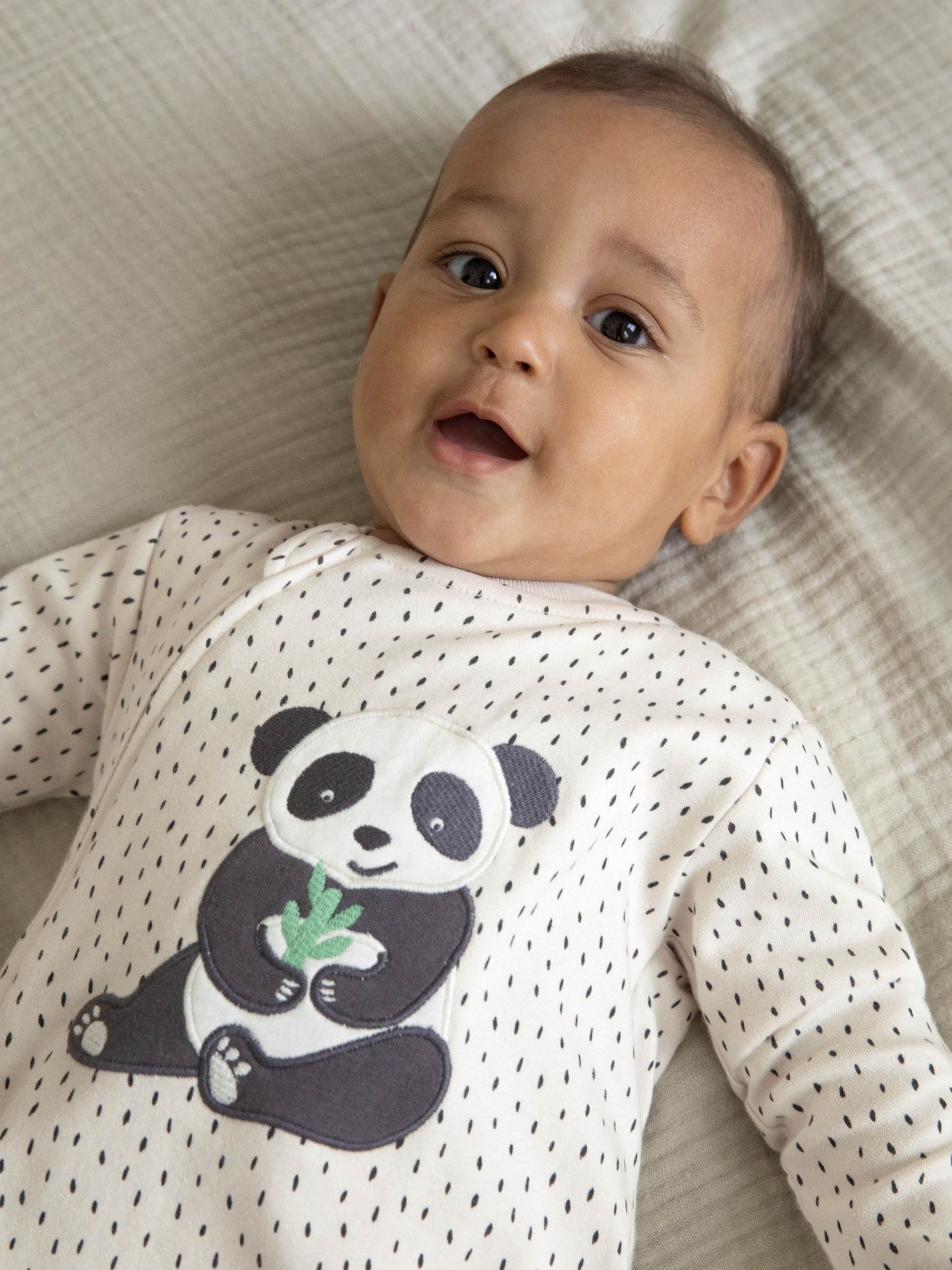 Cream Appliqué Zip Cotton Baby Sleepsuit - Image 2 of 5