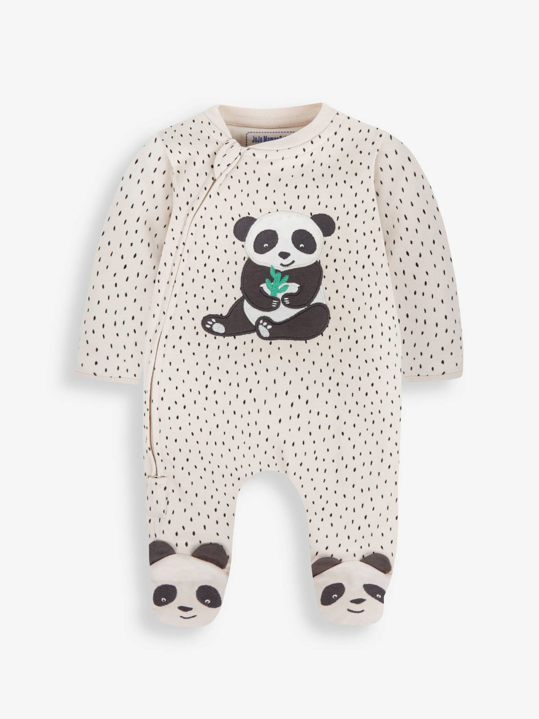 Cream Appliqué Zip Cotton Baby Sleepsuit - Image 3 of 5