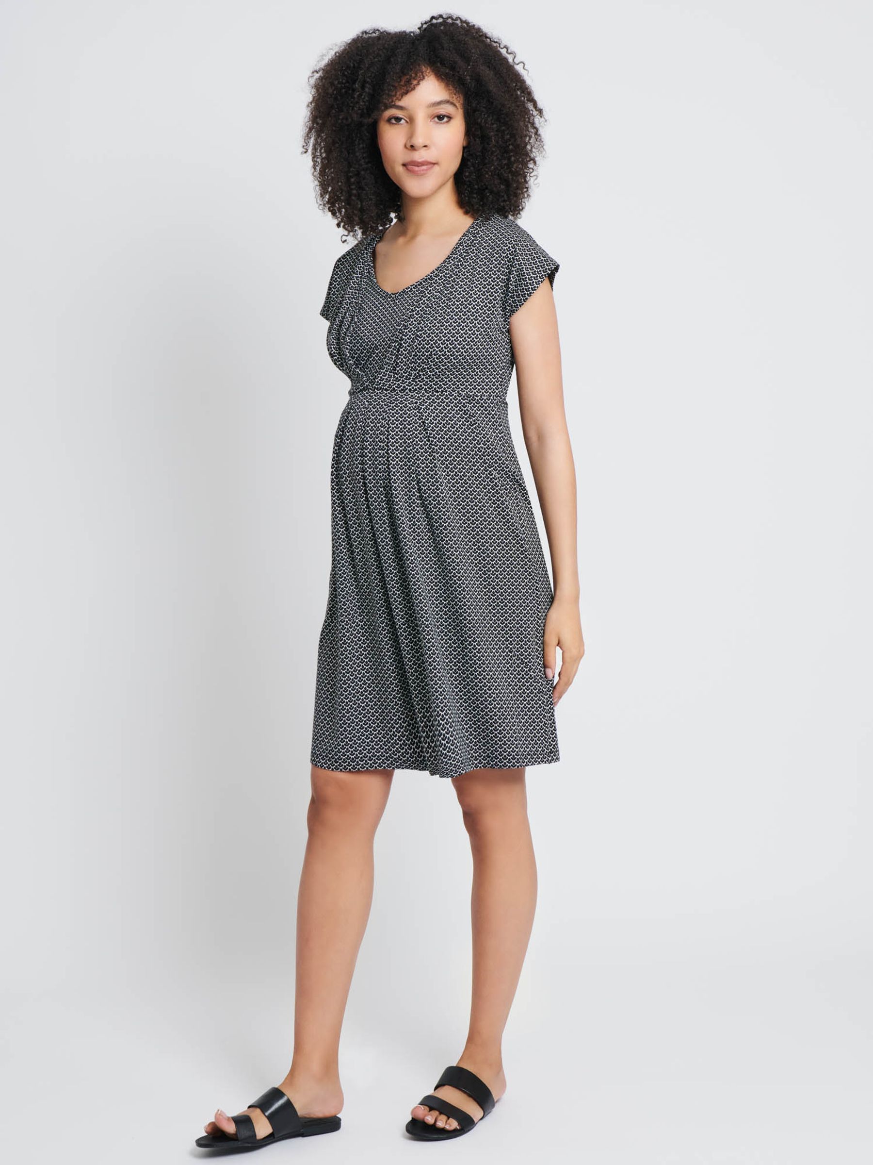 Black Bud Print Maternity & Nursing Tunic Dress - Image 2 of 3