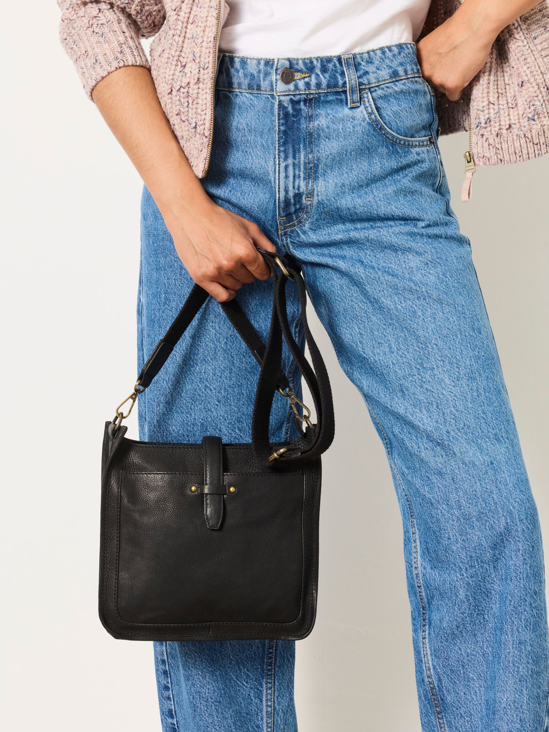 Black Mila Leather Crossbody Bag - Image 1 of 5 Black Mila Leather Crossbody Bag - Image 1 of 5
