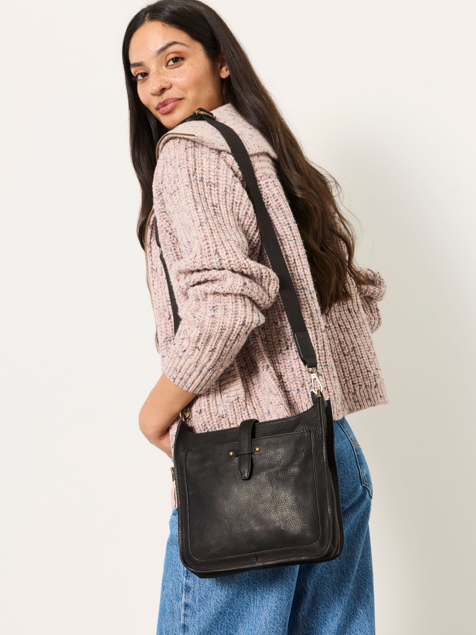 Black Mila Leather Crossbody Bag - Image 2 of 5 Black Mila Leather Crossbody Bag - Image 2 of 5