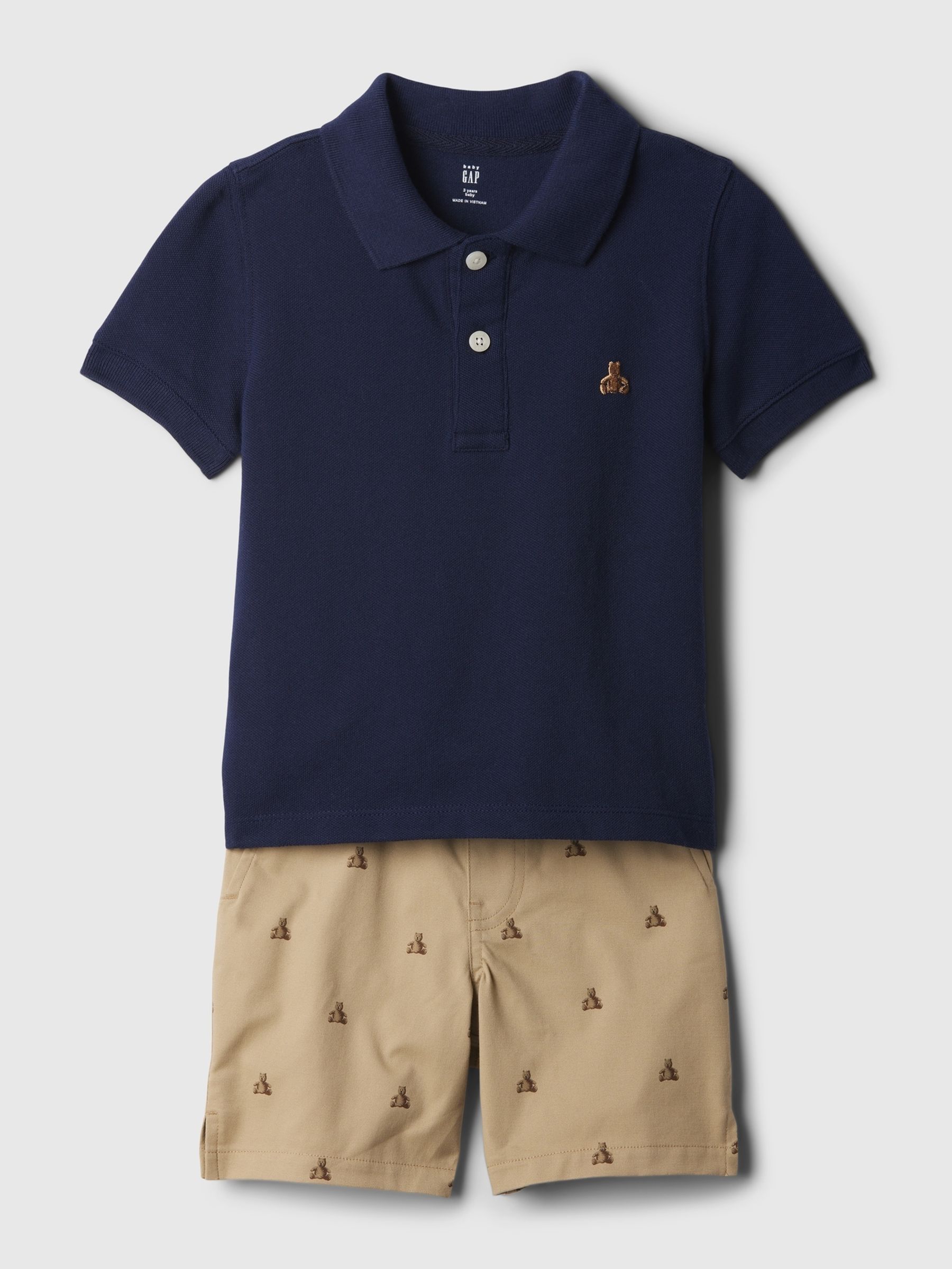 Blue Brannan Bear Baby Polo and Shorts Outfit Set (6mths-5yrs) - Image 1 of 3