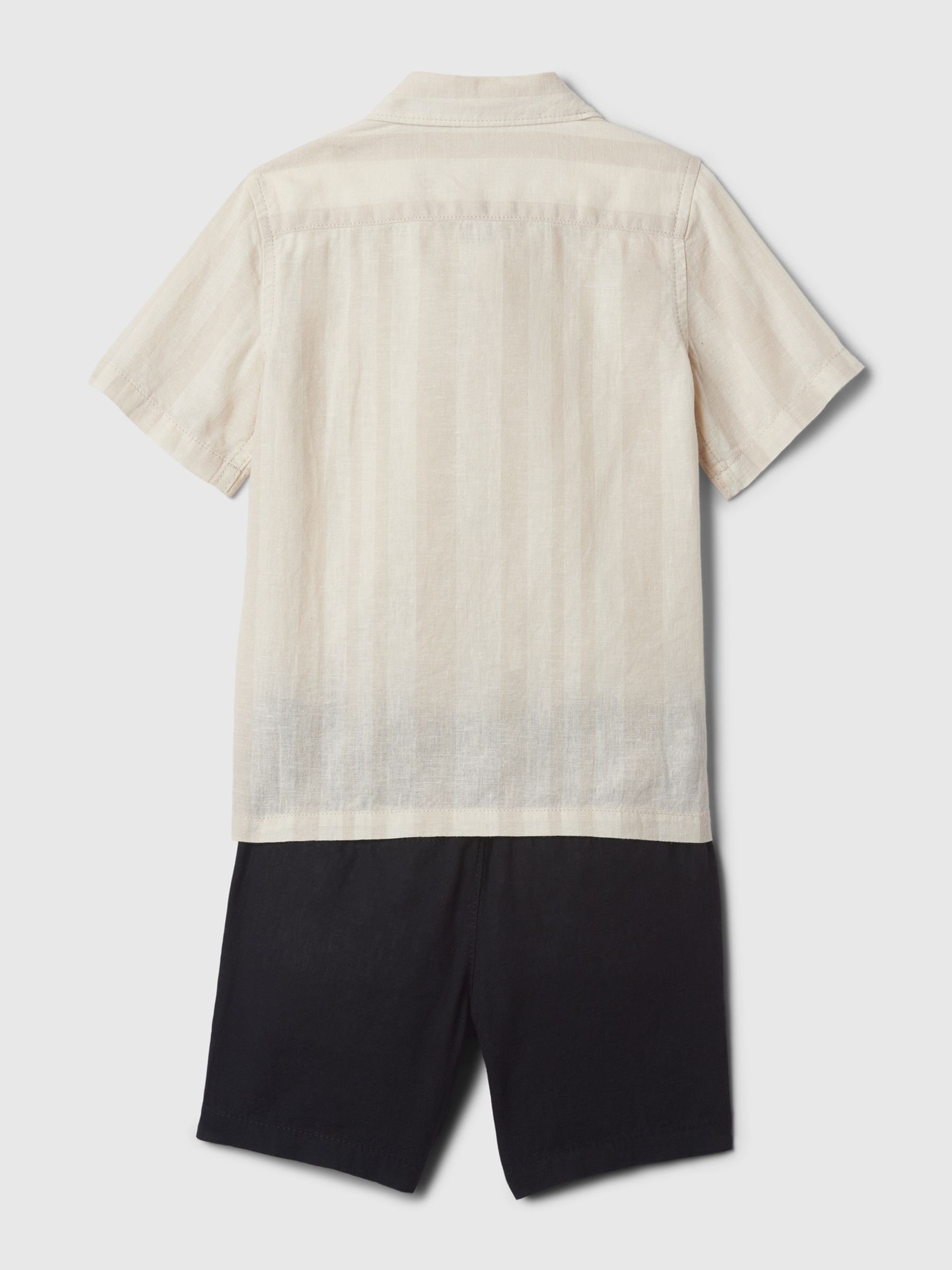 Cream Linen-Cotton Shirt and Shorts Set (6mths-5yrs) - Image 2 of 2