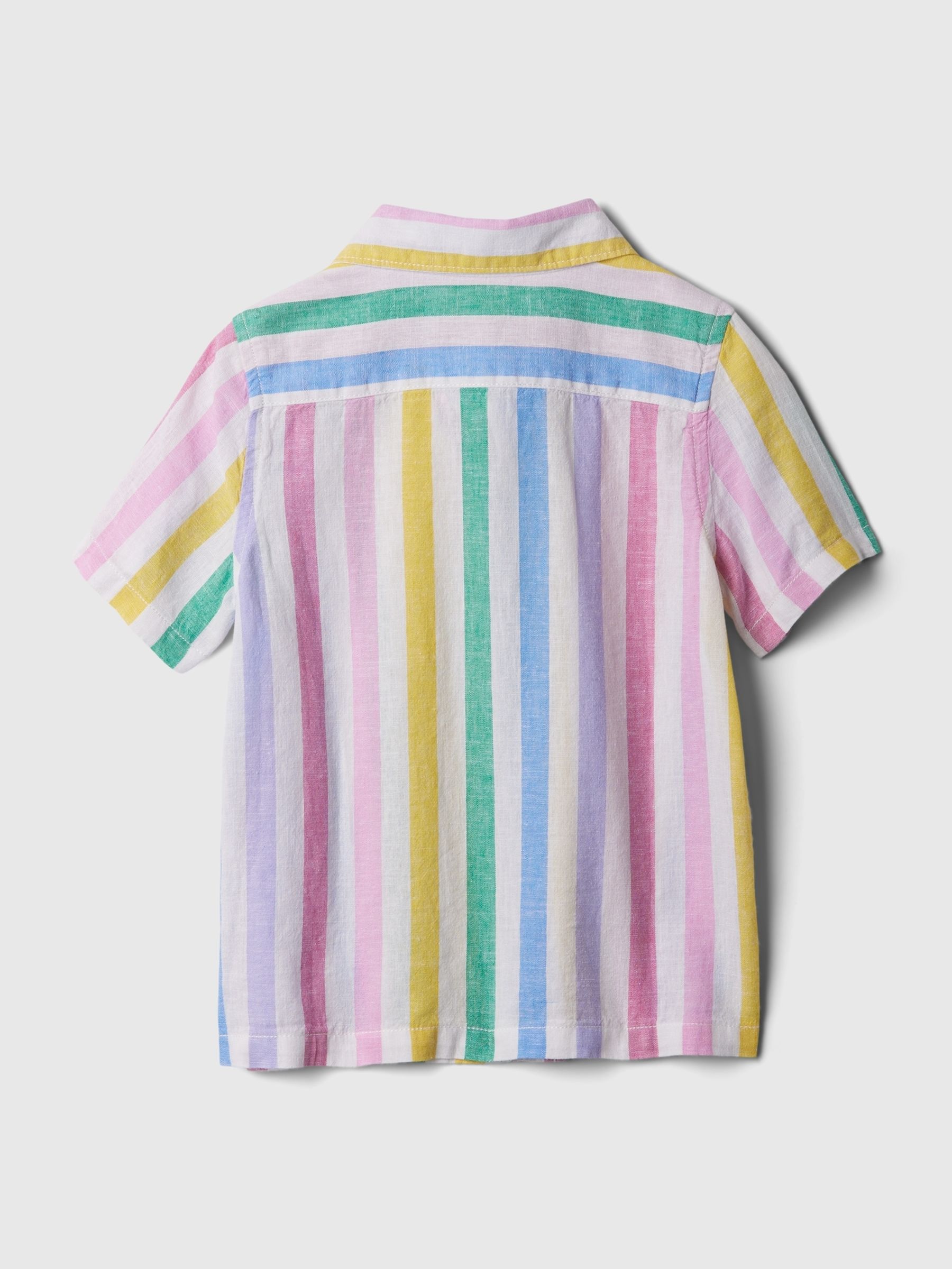White Short Sleeve Linen Cotton Shirt (6mths-5yrs) - Image 2 of 3