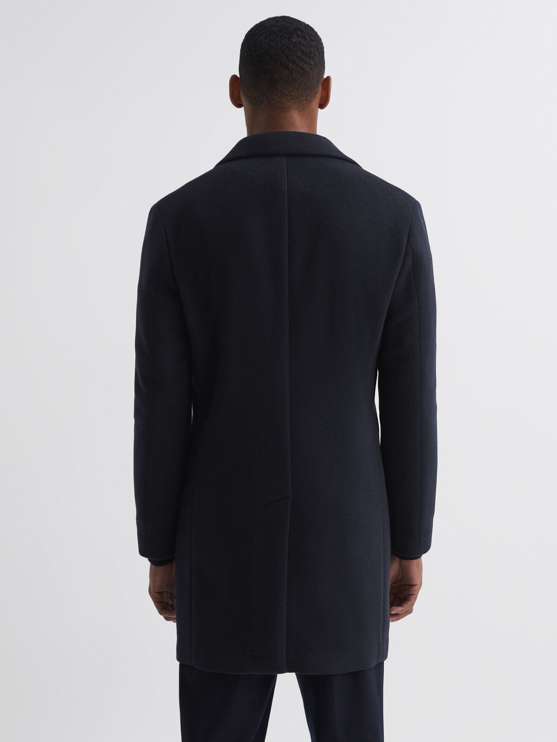 Wool Blend Double Breasted Epsom Coat in Navy - Image 4 of 4