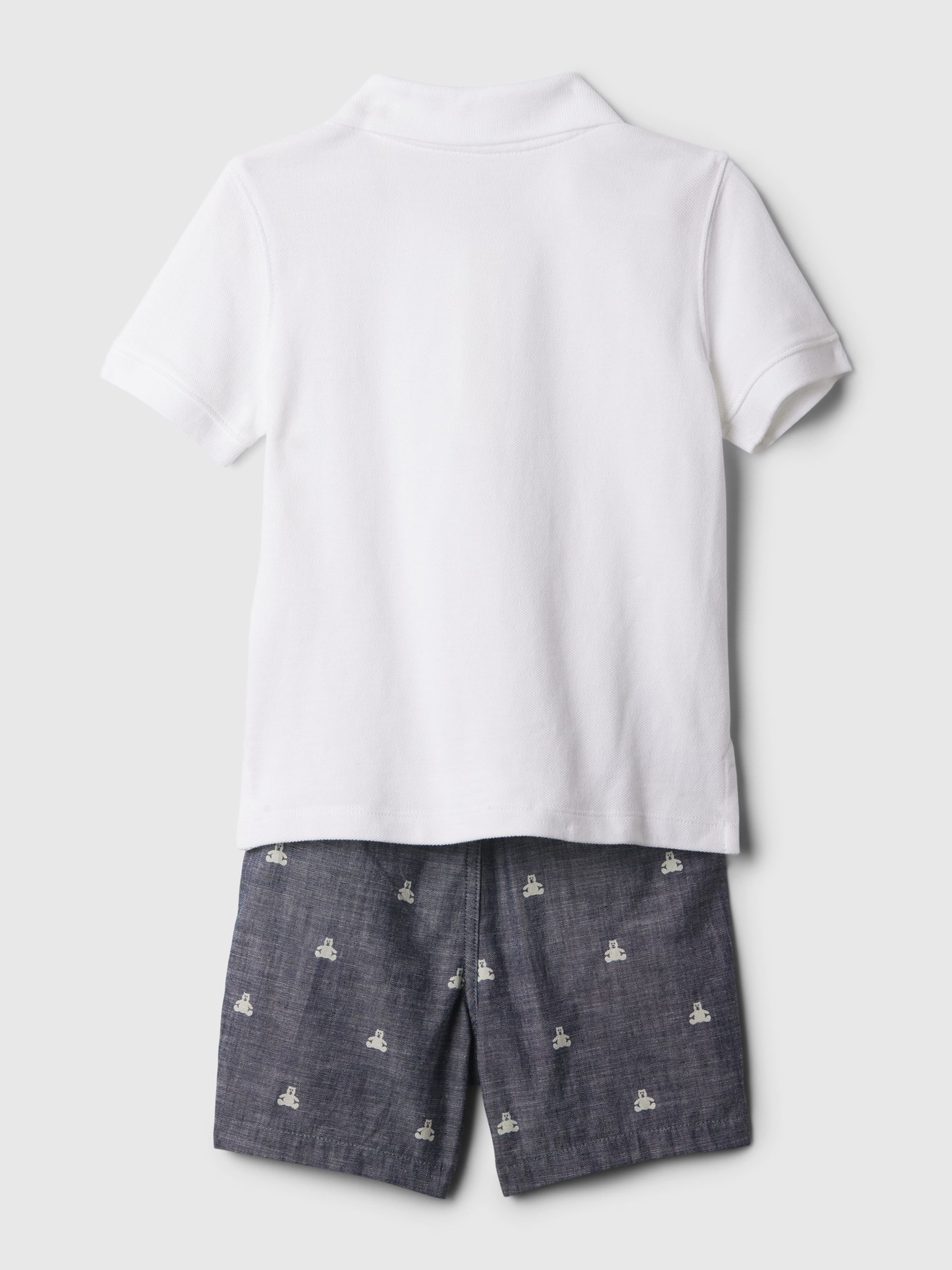 White Brannan Bear Baby Polo and Shorts Outfit Set (6mths-5yrs) - Image 2 of 2