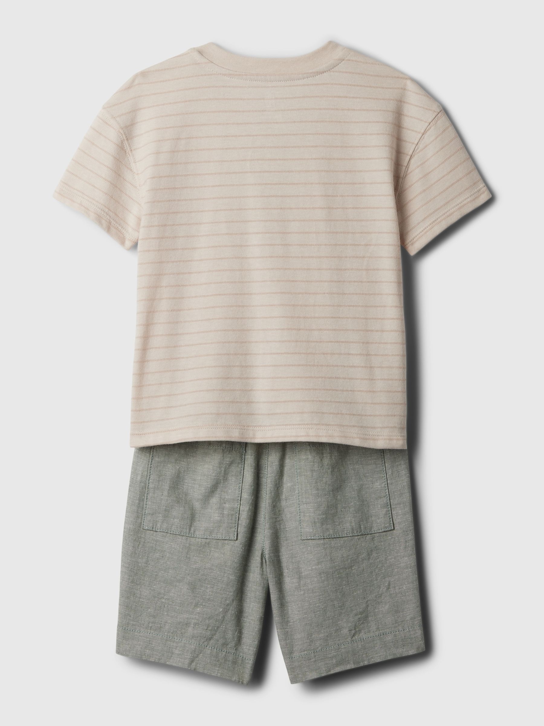 Beige Brannan Bear Baby Henley T-shirt and Shorts Outfit Set (6mths-5yrs) - Image 2 of 3