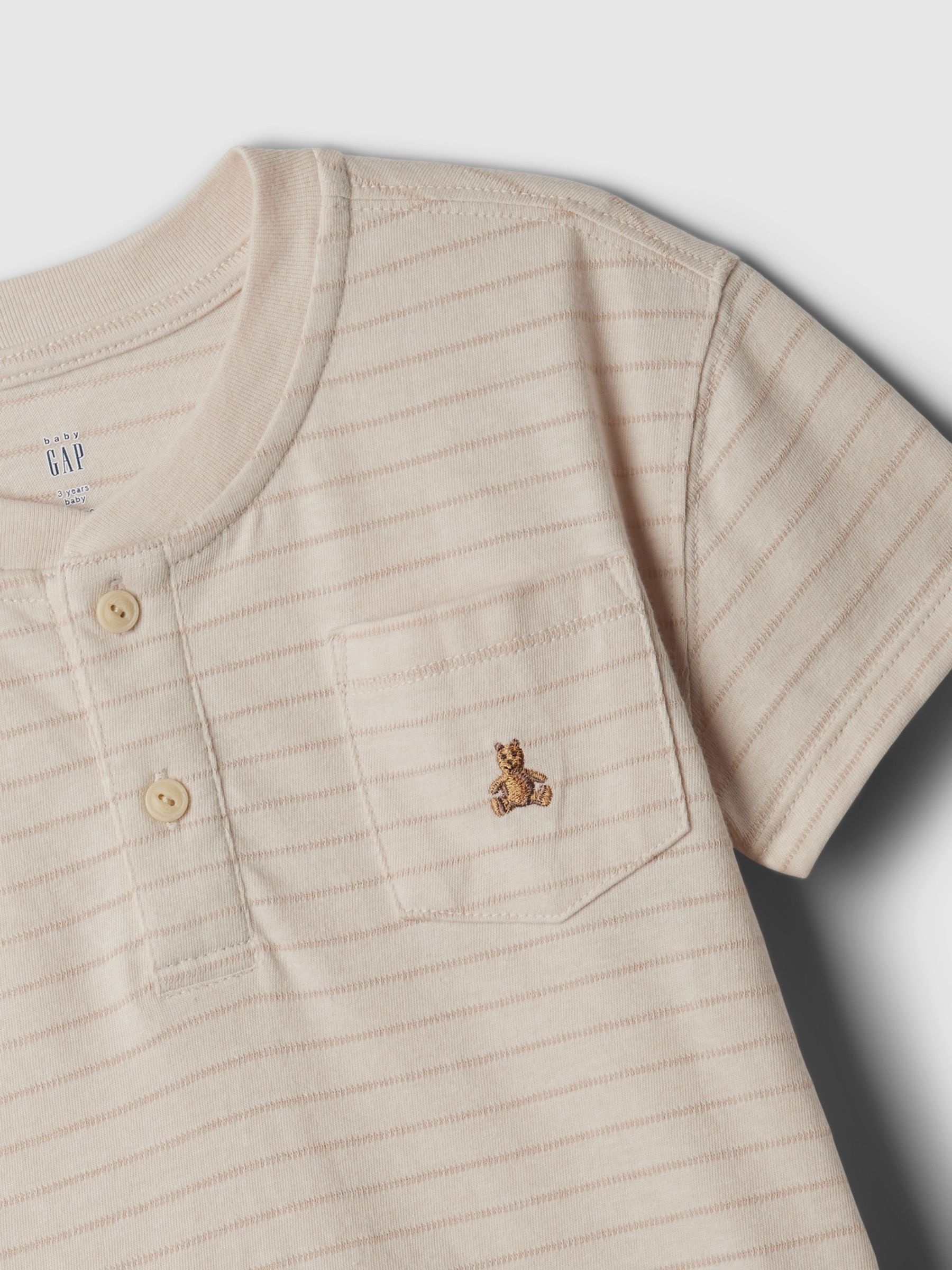 Beige Brannan Bear Baby Henley T-shirt and Shorts Outfit Set (6mths-5yrs) - Image 3 of 3
