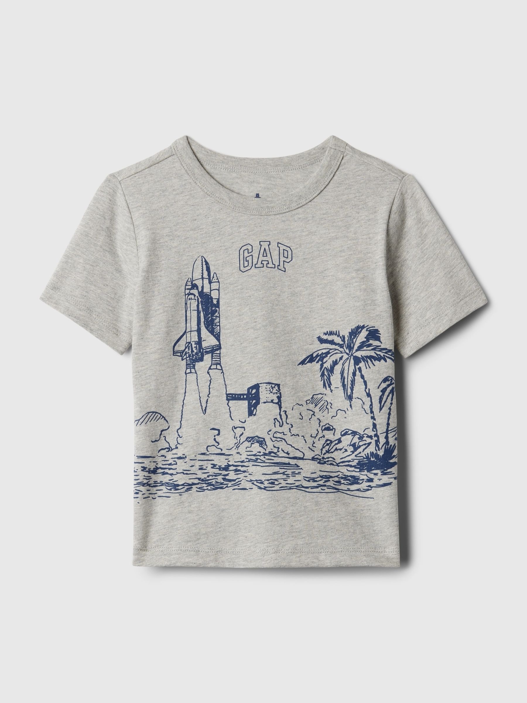 Grey Spaceship Graphic Logo Short Sleeve Crew Neck T-Shirt (Newborn-5yrs) - Image 1 of 3