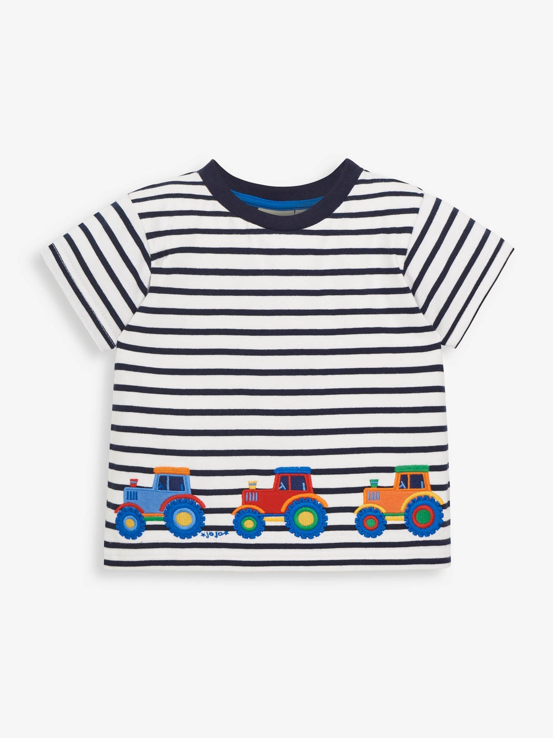 White Navy Stripe Kids Navy & White Stripe Tractor Appliqué T-Shirt - Image 2 of 3
