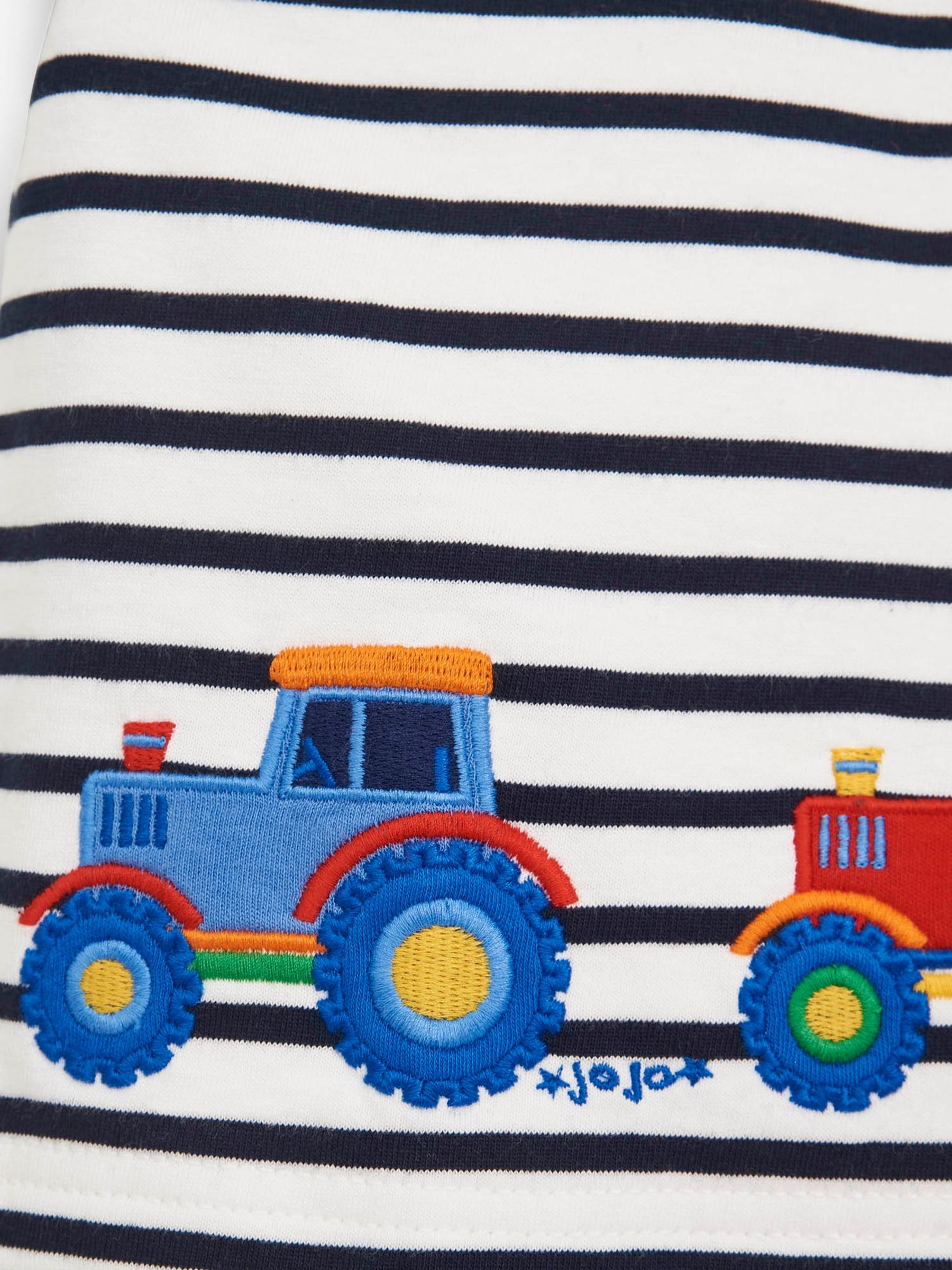 White Navy Stripe Kids Navy & White Stripe Tractor Appliqué T-Shirt - Image 3 of 3