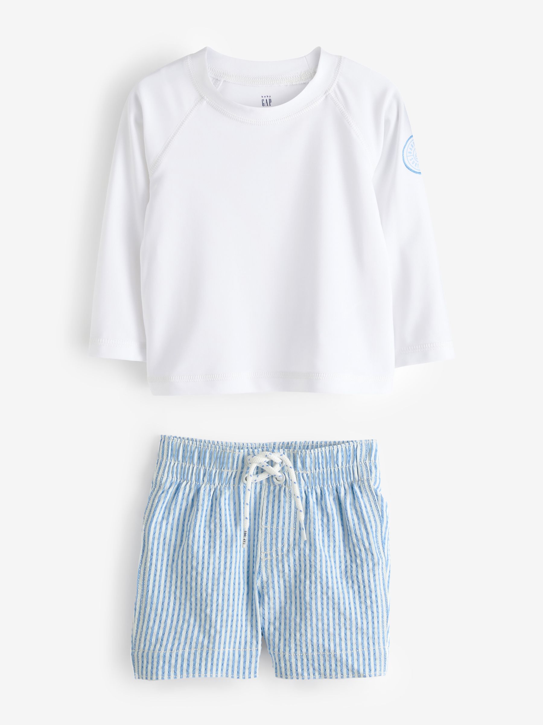 White Baby Rashguard and Swim Short Set (6mths-5yrs) - Image 1 of 1