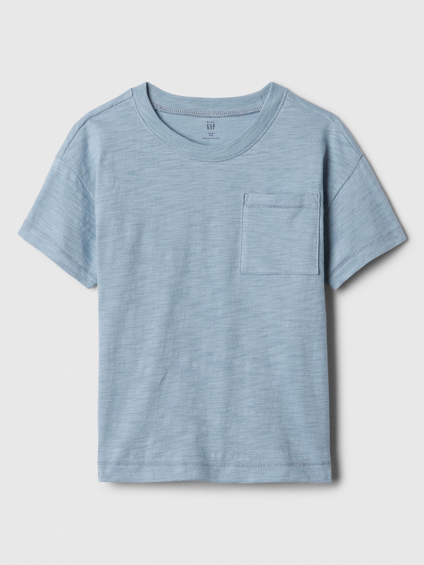 Light Blue Marl Pocket Crew Neck Short Sleeve T-Shirt (Newborn-5yrs) - Image 1 of 1