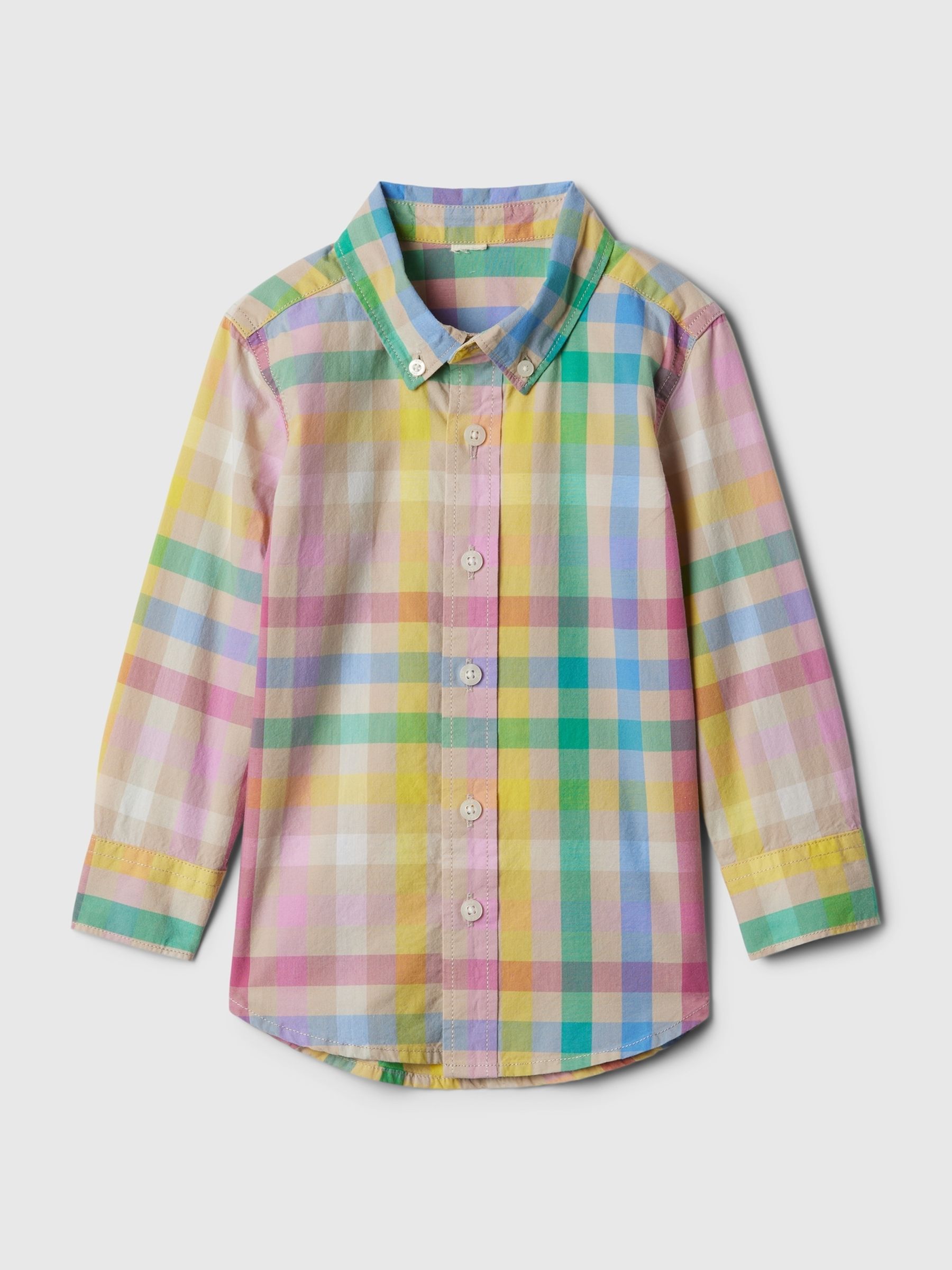 Yellow and Pink Organic Cotton Check Long Sleeve Shirt (12mths-5yrs) - Image 1 of 3