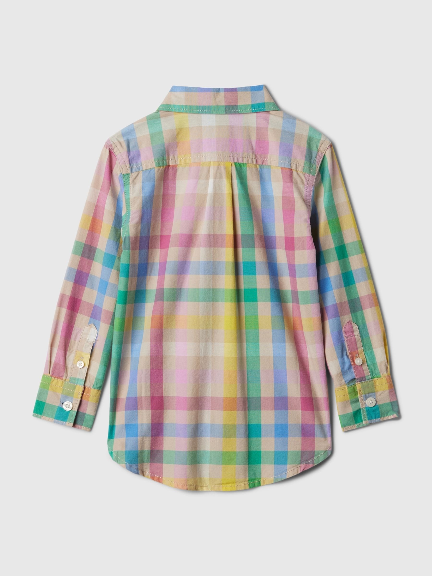 Yellow and Pink Organic Cotton Check Long Sleeve Shirt (12mths-5yrs) - Image 2 of 3