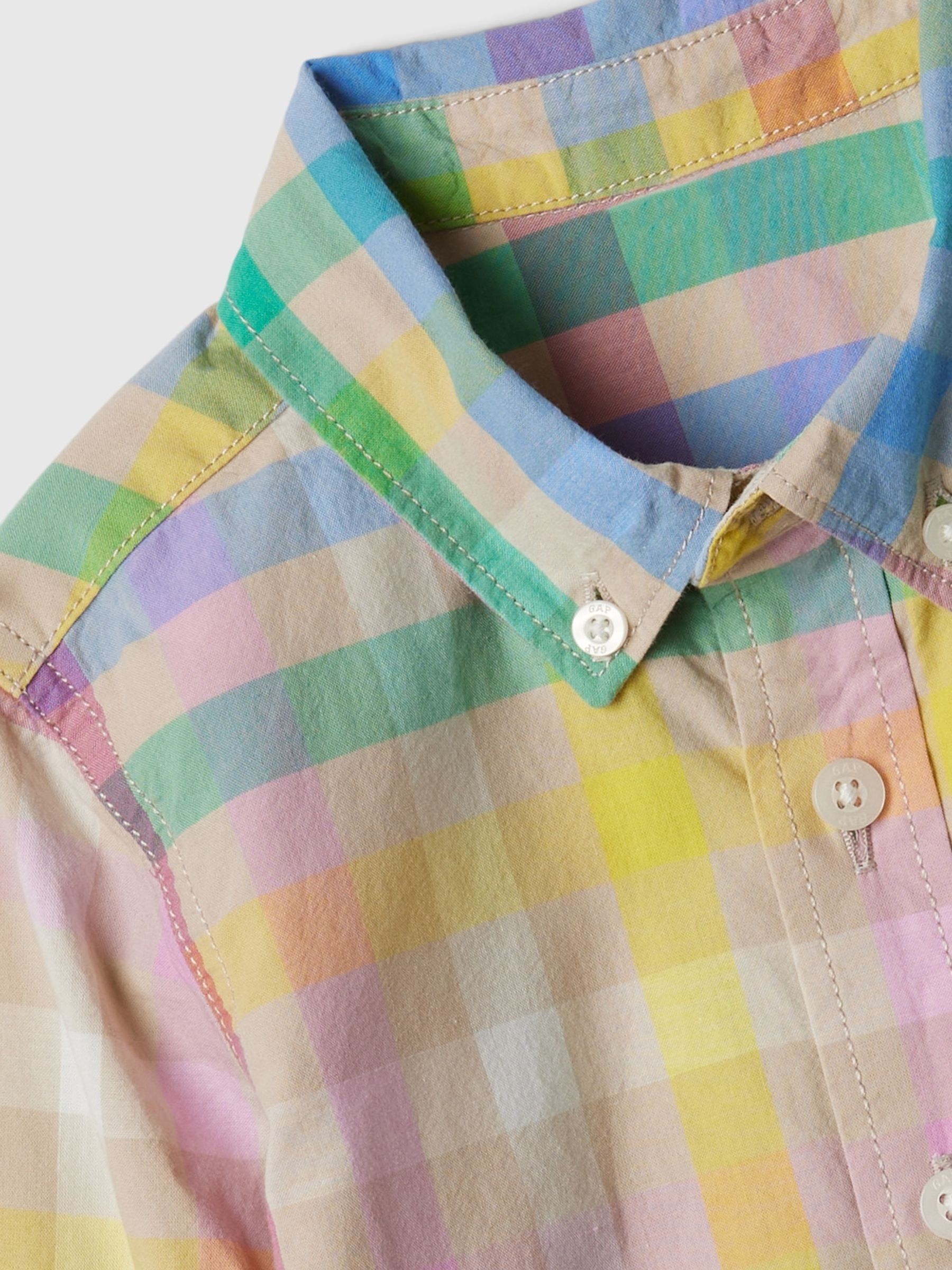 Yellow and Pink Organic Cotton Check Long Sleeve Shirt (12mths-5yrs) - Image 3 of 3