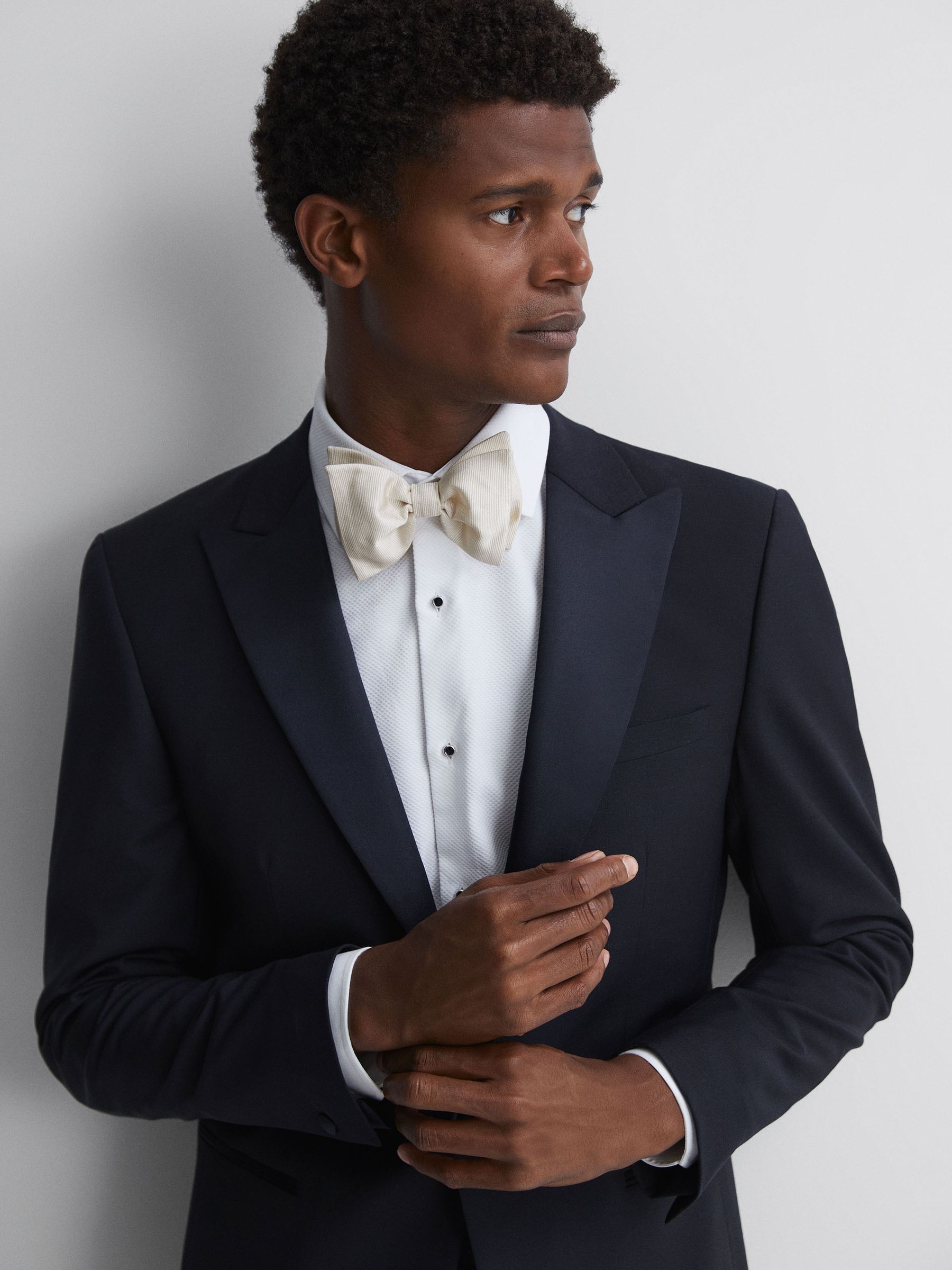 Grosgrain Silk Bow Tie in Ivory - Image 2 of 5