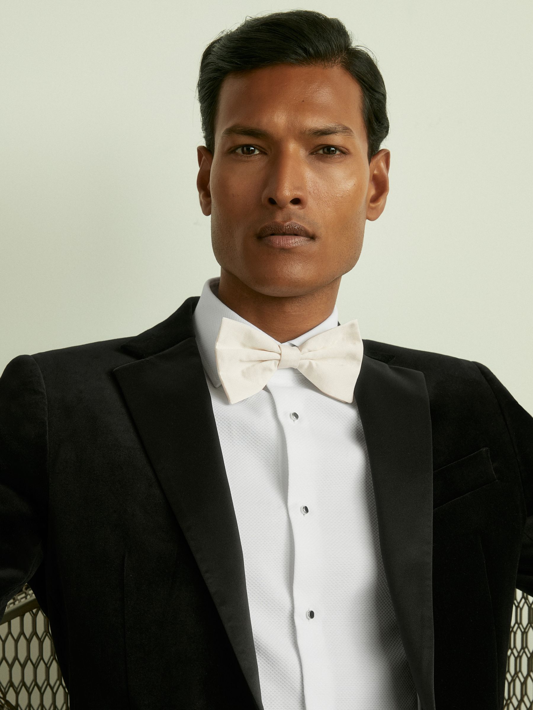 Grosgrain Silk Bow Tie in Ivory - image 4