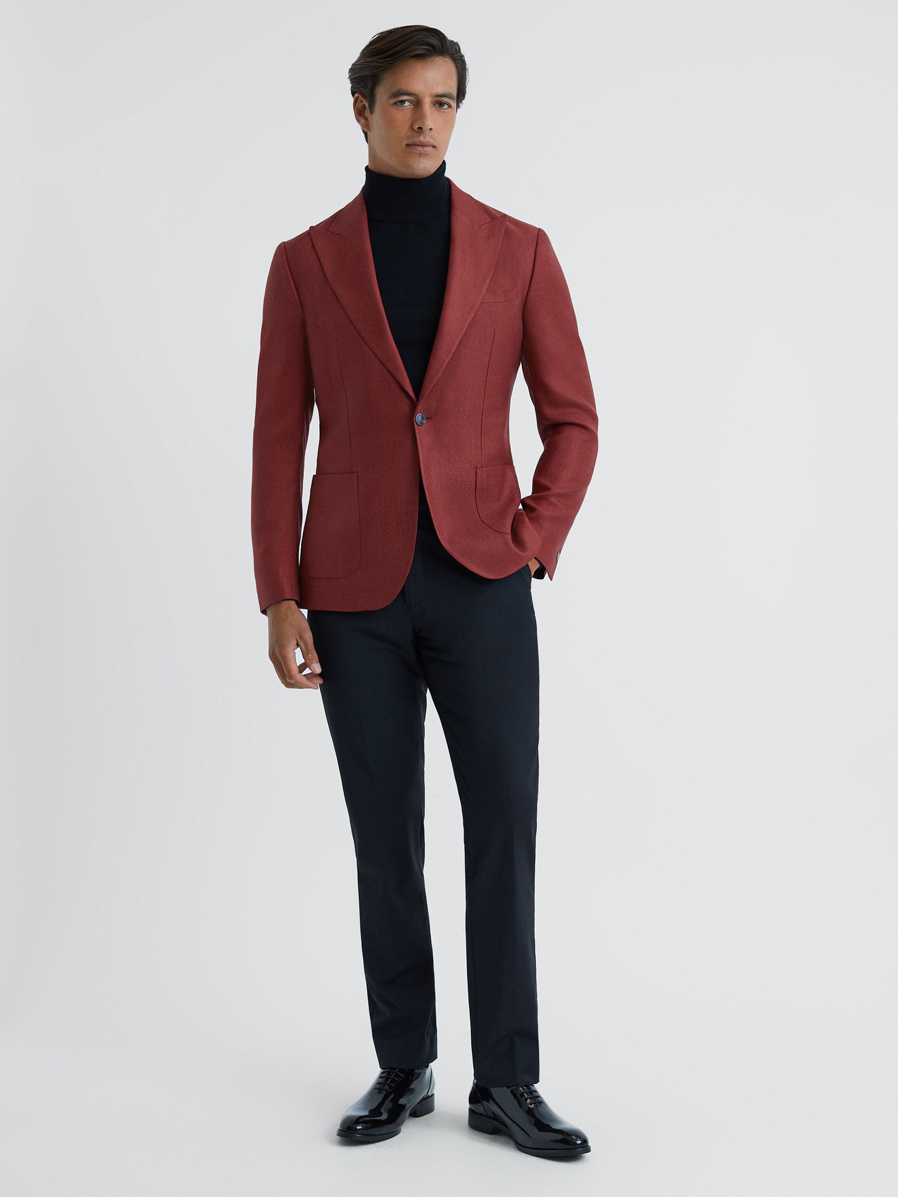 Slim Fit Single Breasted Blazer in Rust - Image 3 of 7