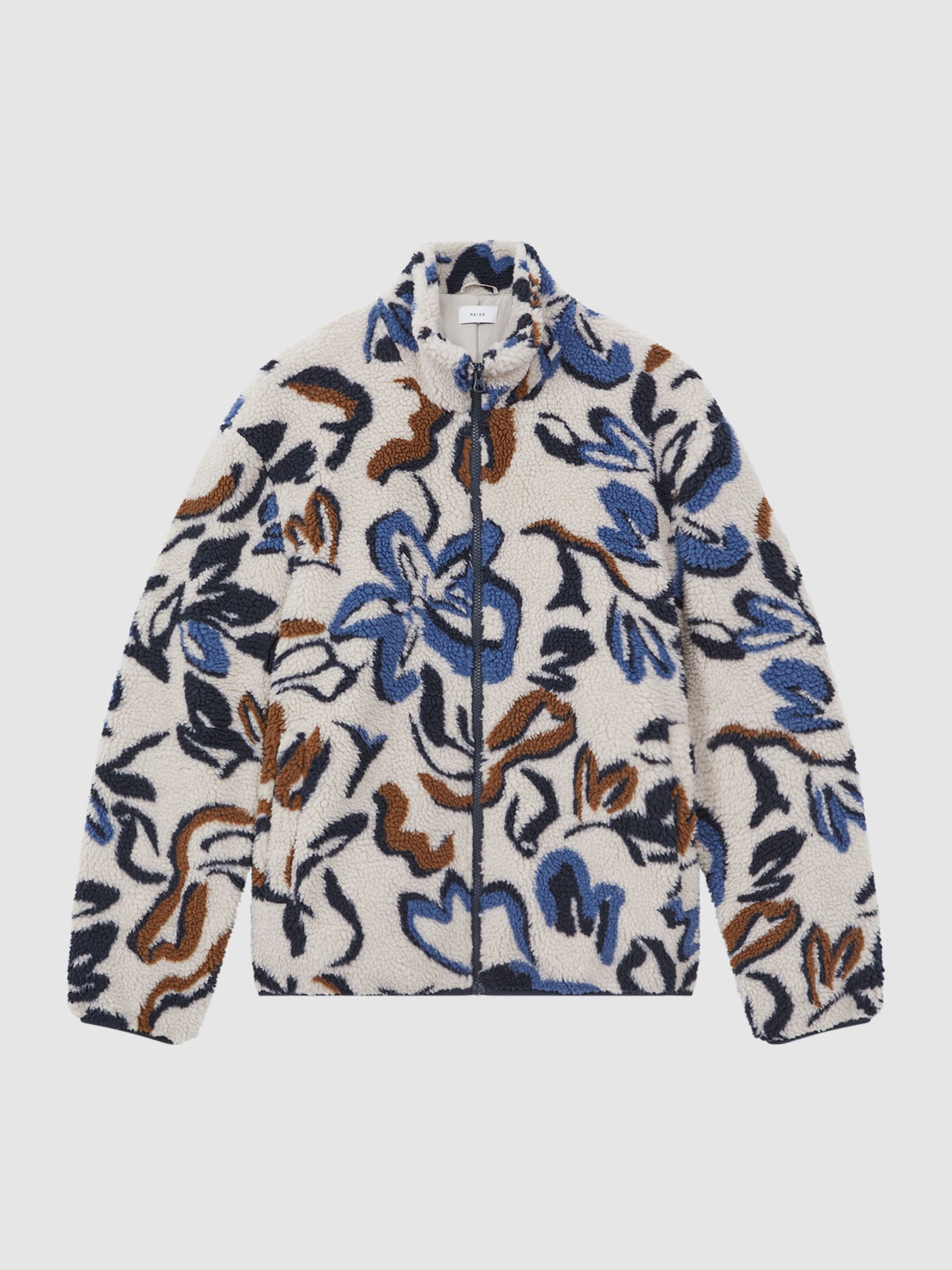 Relaxed Sherpa Zip-Through Jacket in Multi - Image 2 of 5 Relaxed Sherpa Zip-Through Jacket in Multi - Image 2 of 5