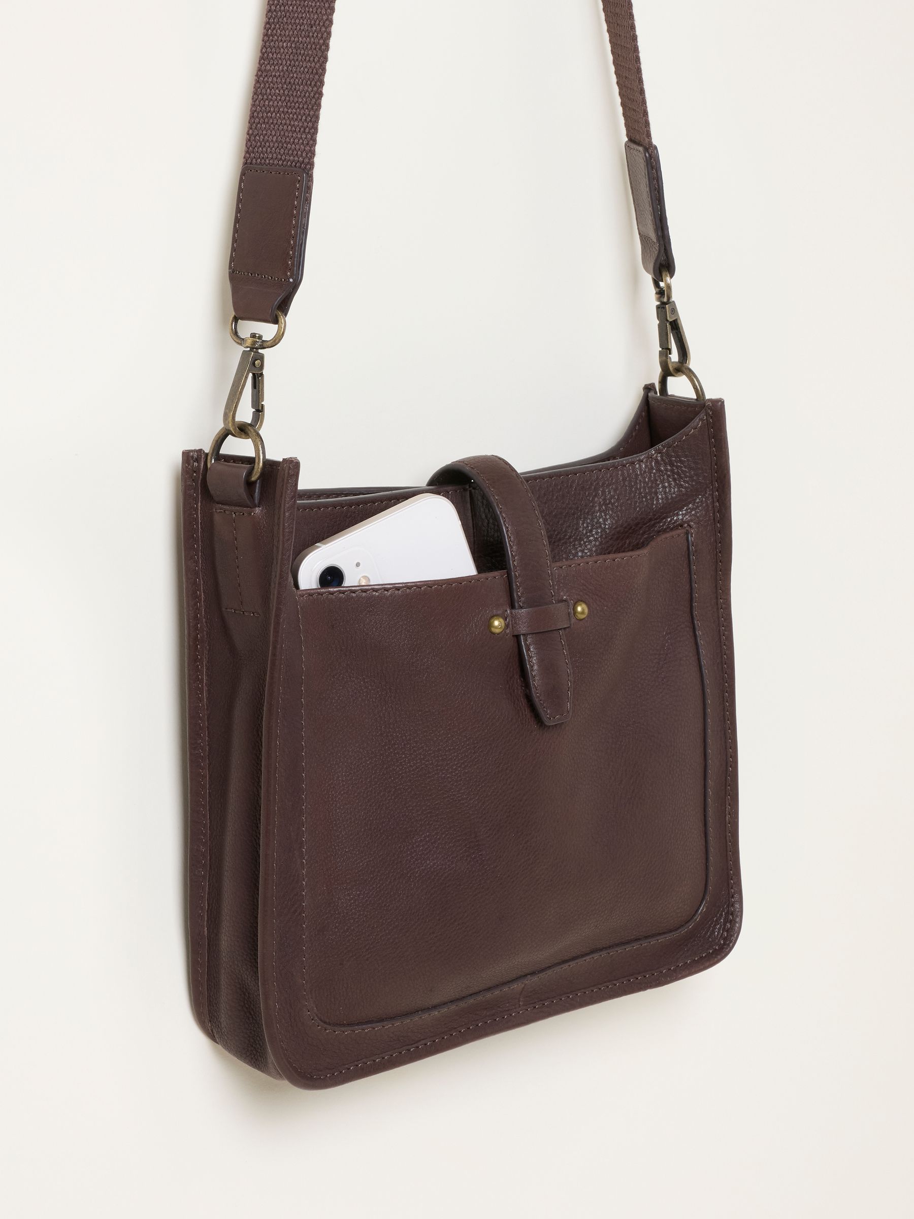 Chocolate Brown Mila Leather Crossbody Bag - Image 3 of 3