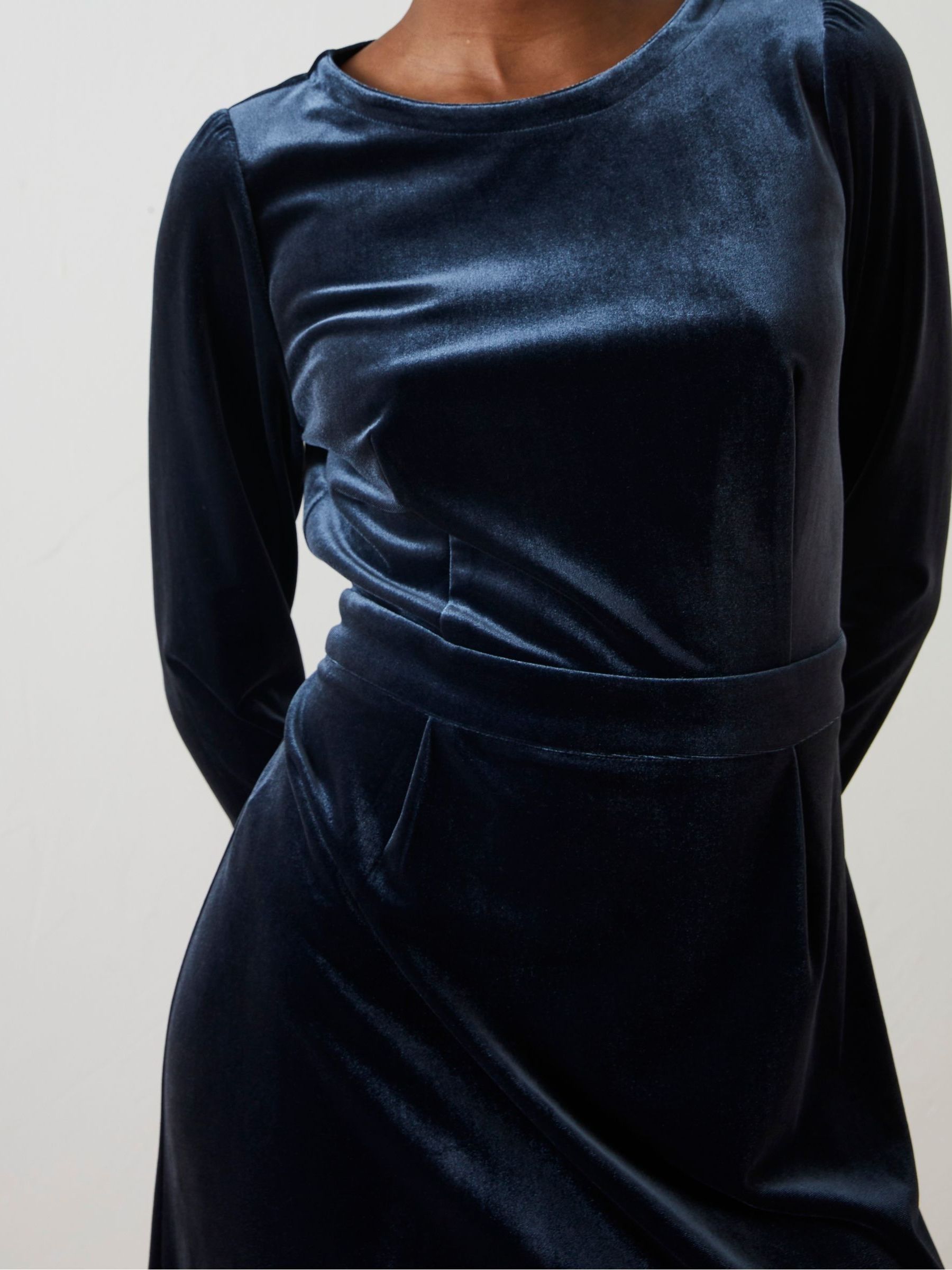 Blue Haldon Velvet Midi Dress - Image 5 of 6
