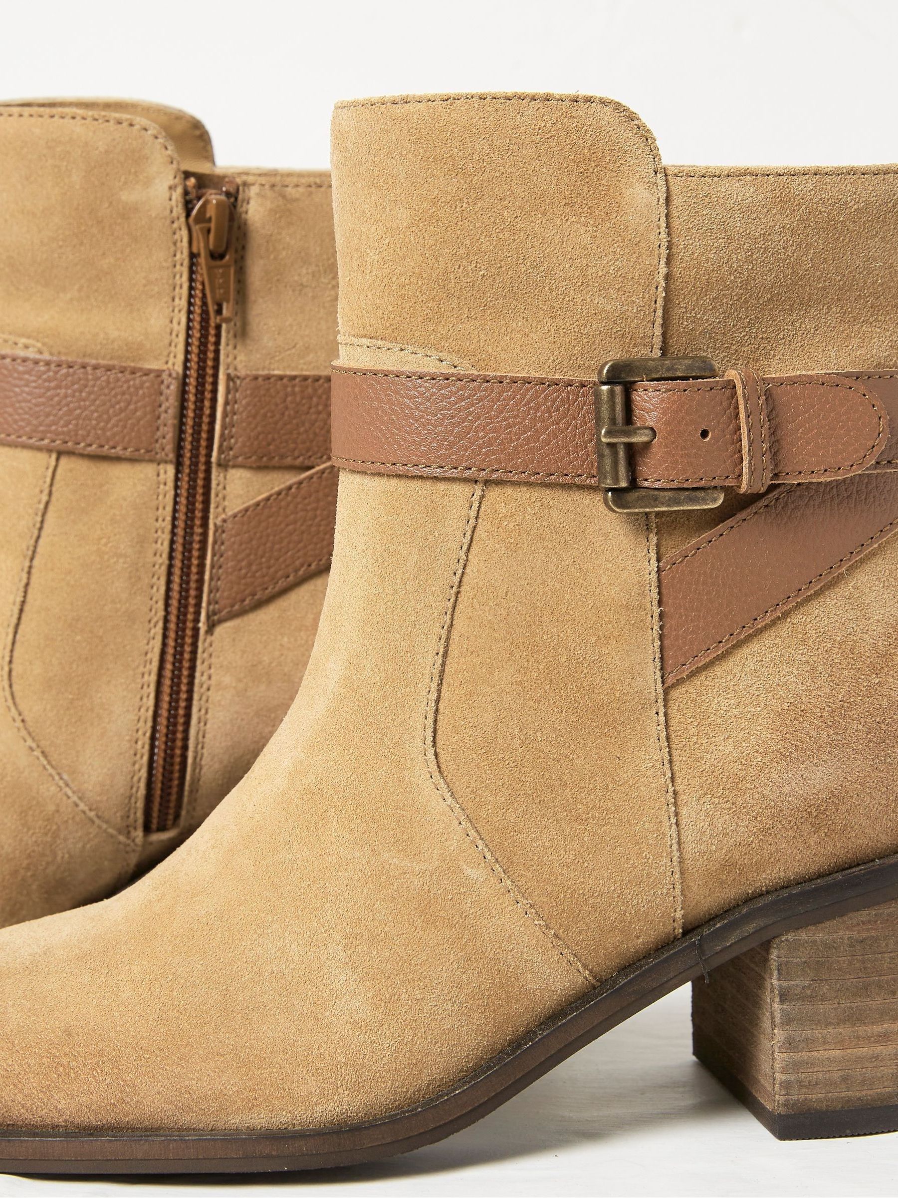 Freya Brown Suede Block Heel Ankle Boots - Image 4 of 4