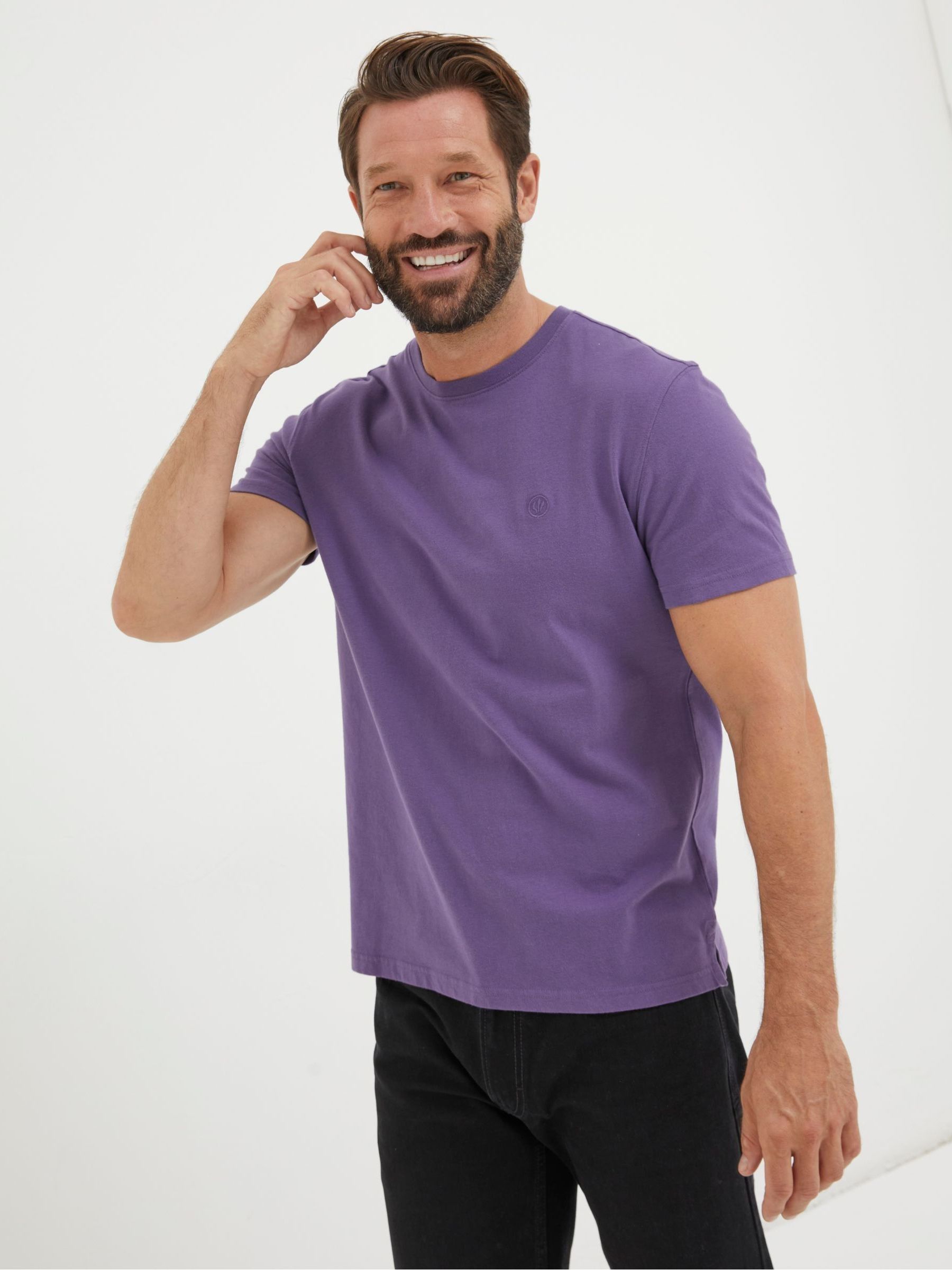 Lulworth Violet Purple Organic Crew T-Shirt - Image 1 of 4