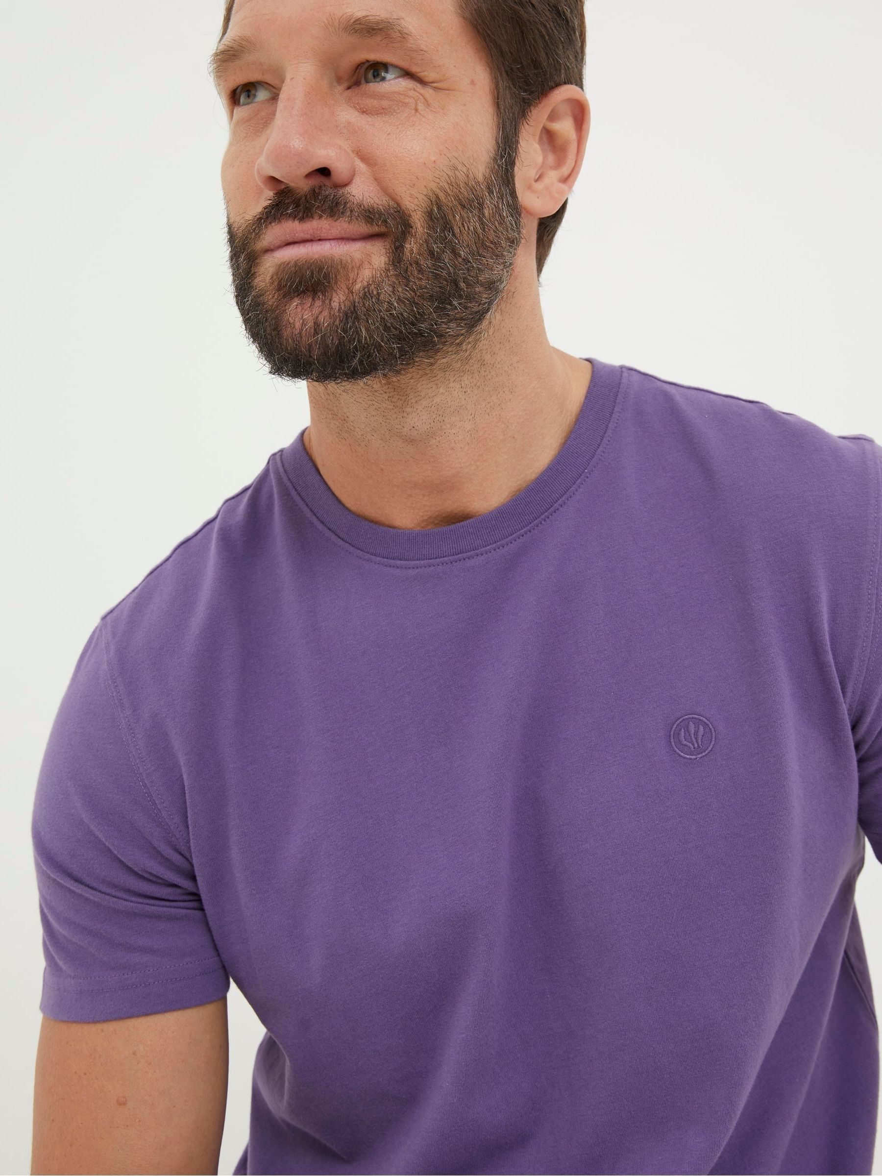 Lulworth Violet Purple Organic Crew T-Shirt - Image 3 of 4